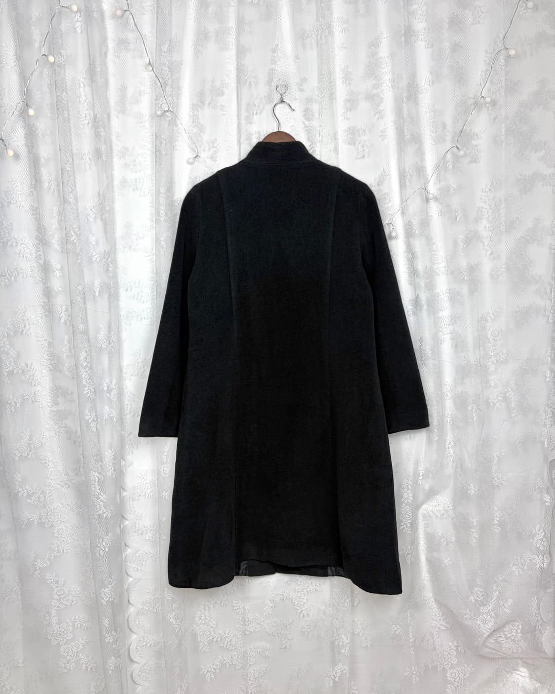 Black angora wool single coat 상품이미지4