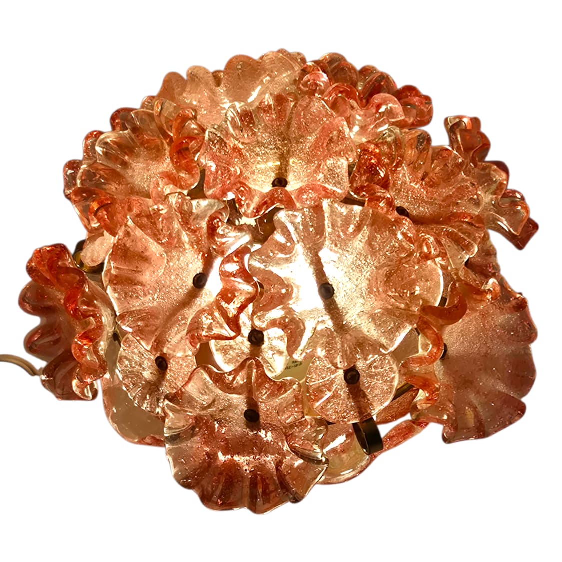 50s 이와타 핸드블로운 핑크 꽃 바구니 엔틱 램프 상품이미지3