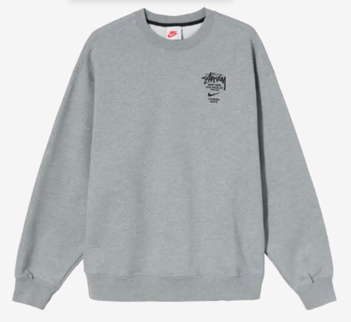 나이키x스투시 플리스 크루넥 헤더 그레이 상품이미지1
