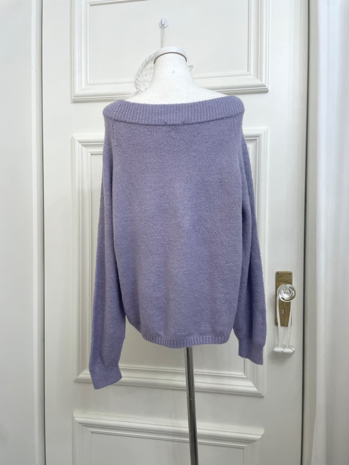 purple off-shoulder basic sweater 상품이미지3