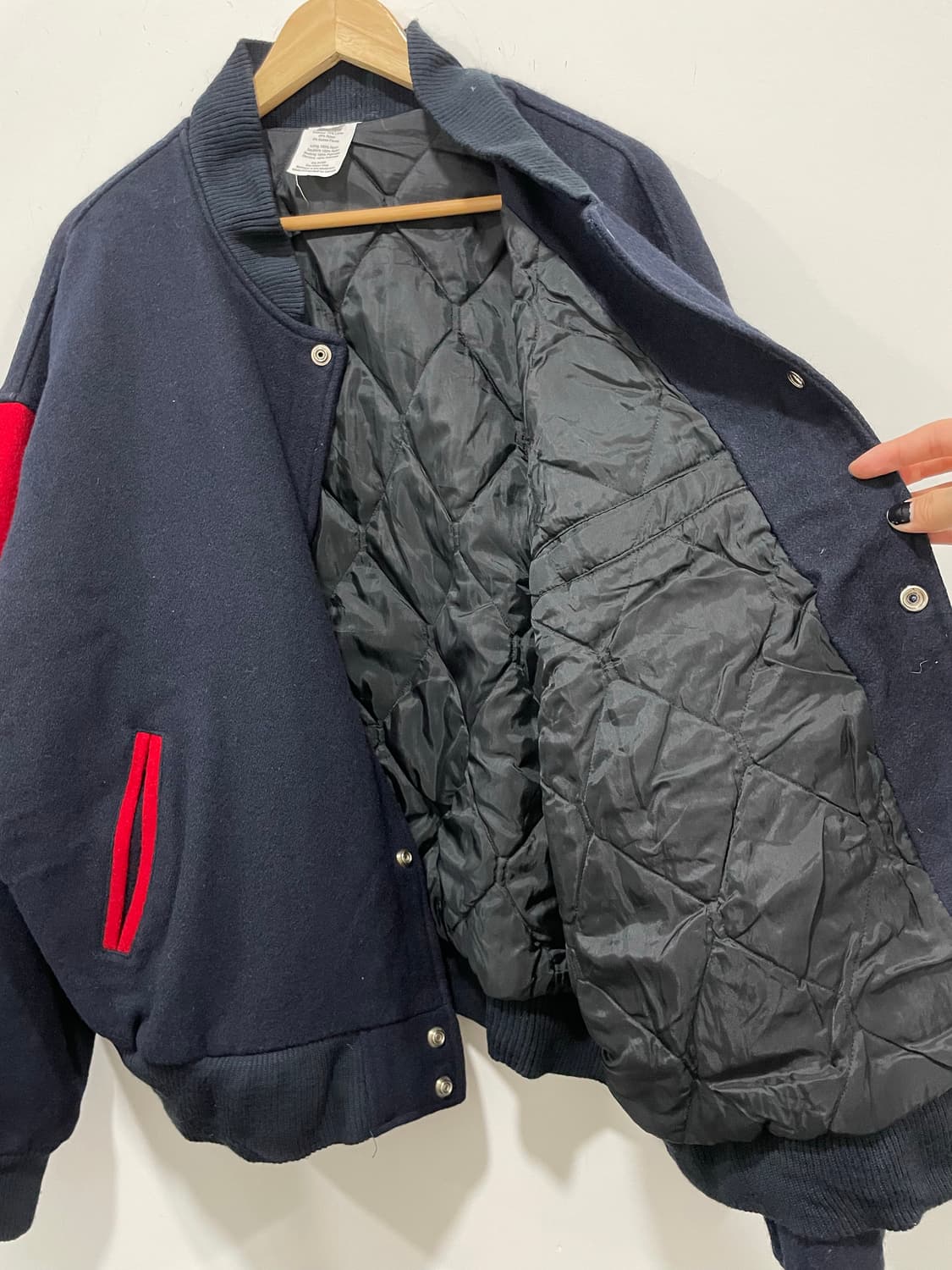 (빈티지)Made in Canada 체인스티치 컬러블록 울 바시티자켓 상품이미지6