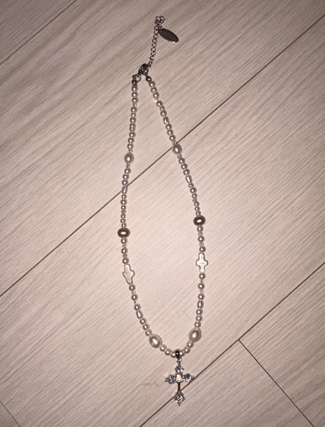 에스투에스 s2002tears 십자가 진주 목걸이 상품이미지2