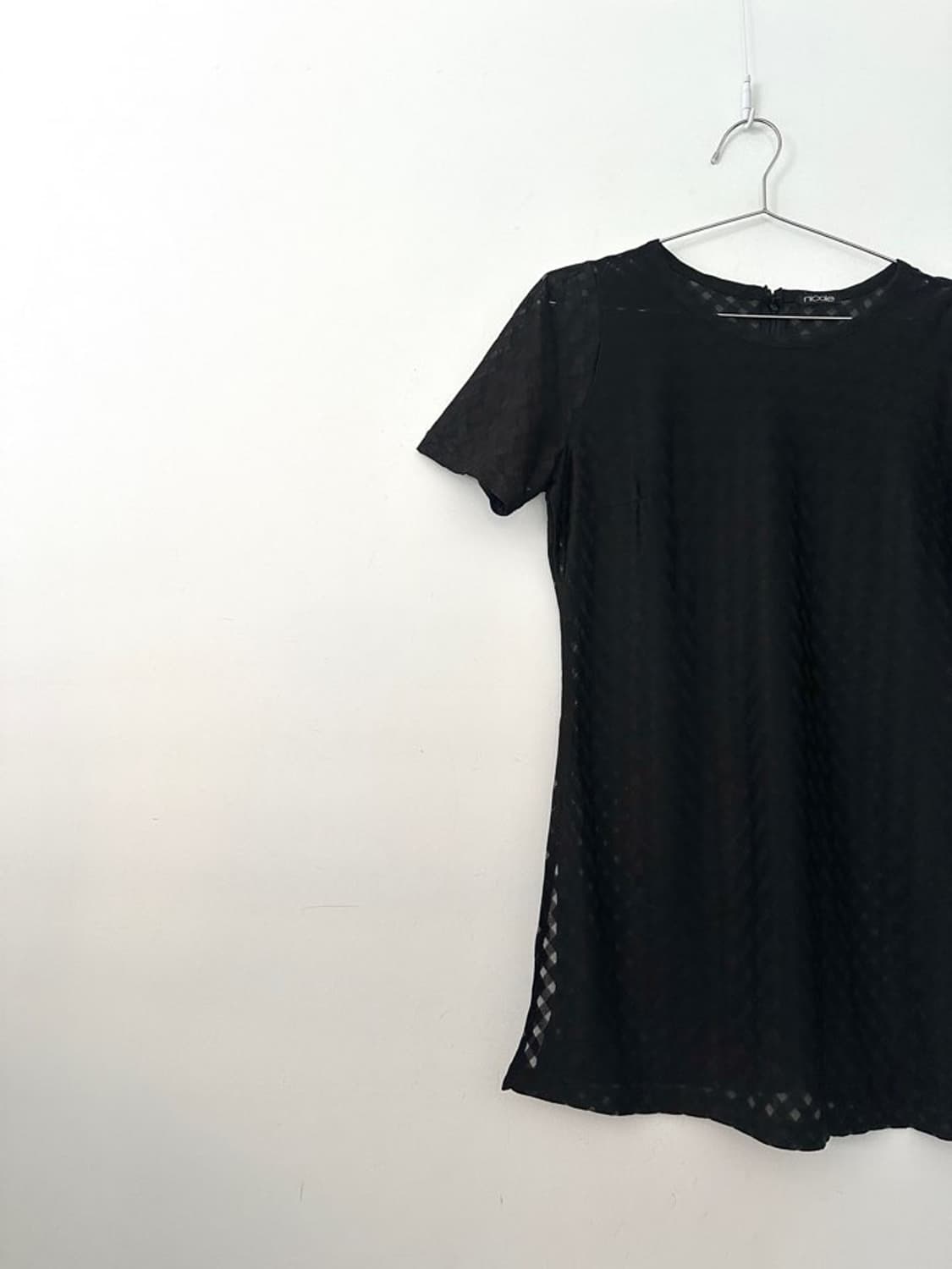 Grid pattern see - through top / black 상품이미지3