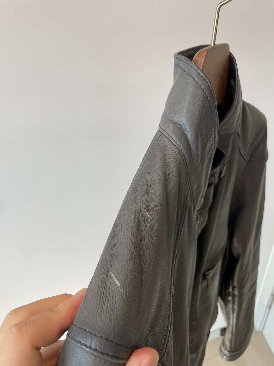 (S) 마시모 두띠 싱글 라이더 워싱 그레이 양가죽 자켓 상품이미지9