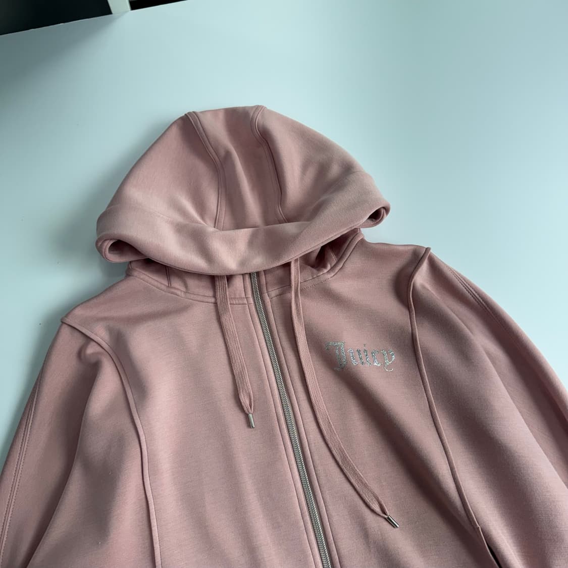 Juicy couture 쥬씨꾸뛰르 큐빅로고 핑크 후드집업   상품이미지4
