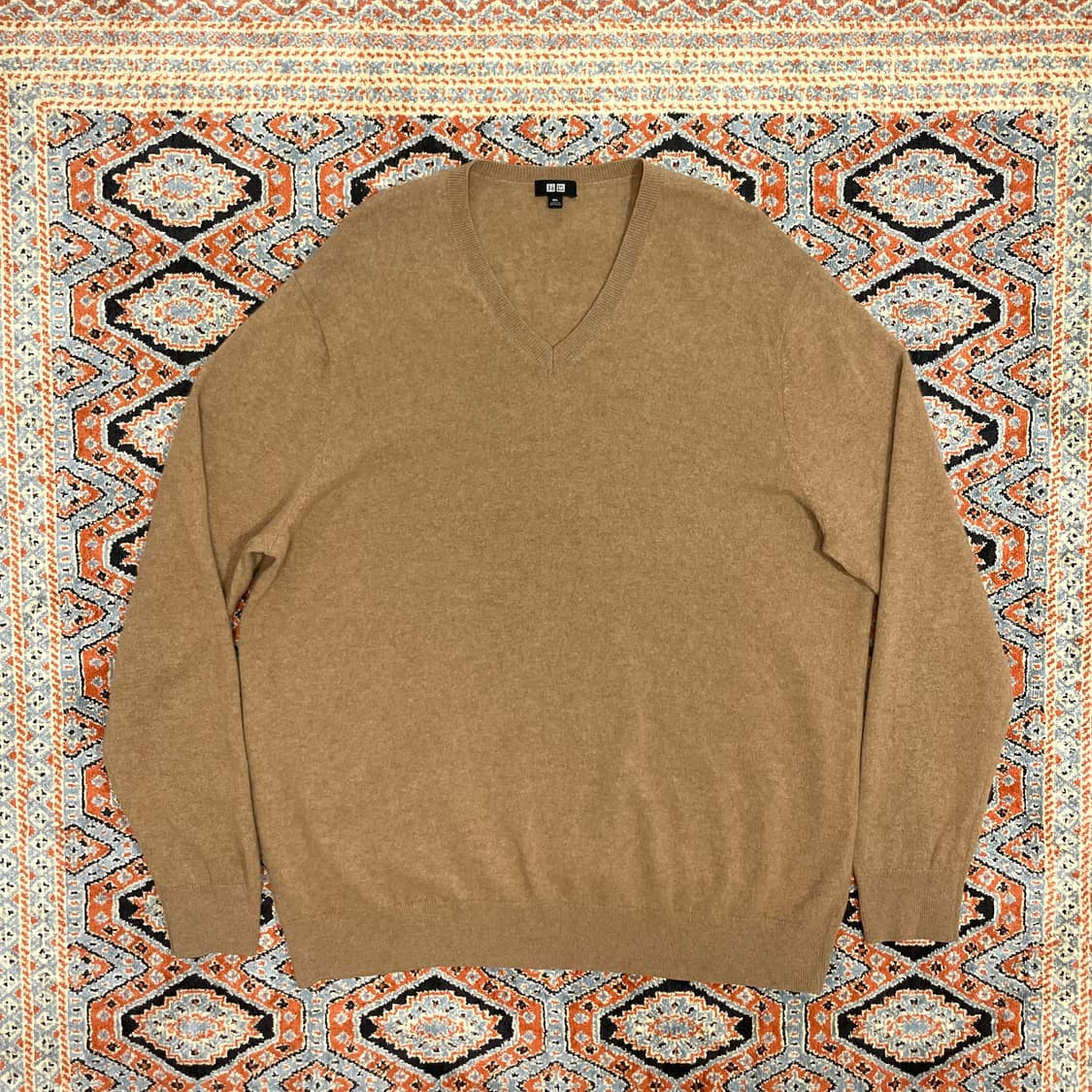 유니클로 브라운 브이넥 캐시미어 니트 남성3XL 상품이미지1