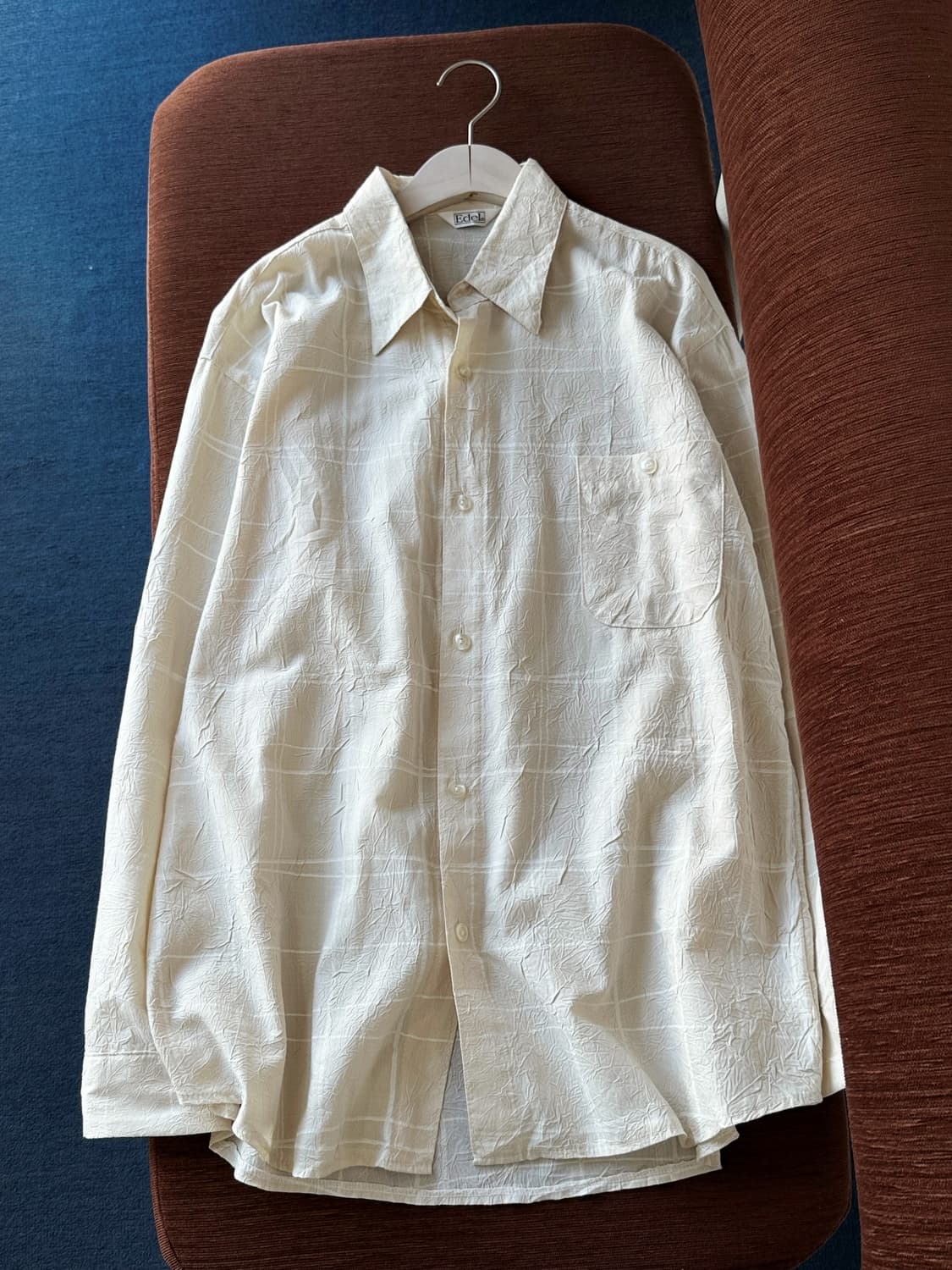 Cotton poly wrinkled check shirt 상품이미지2