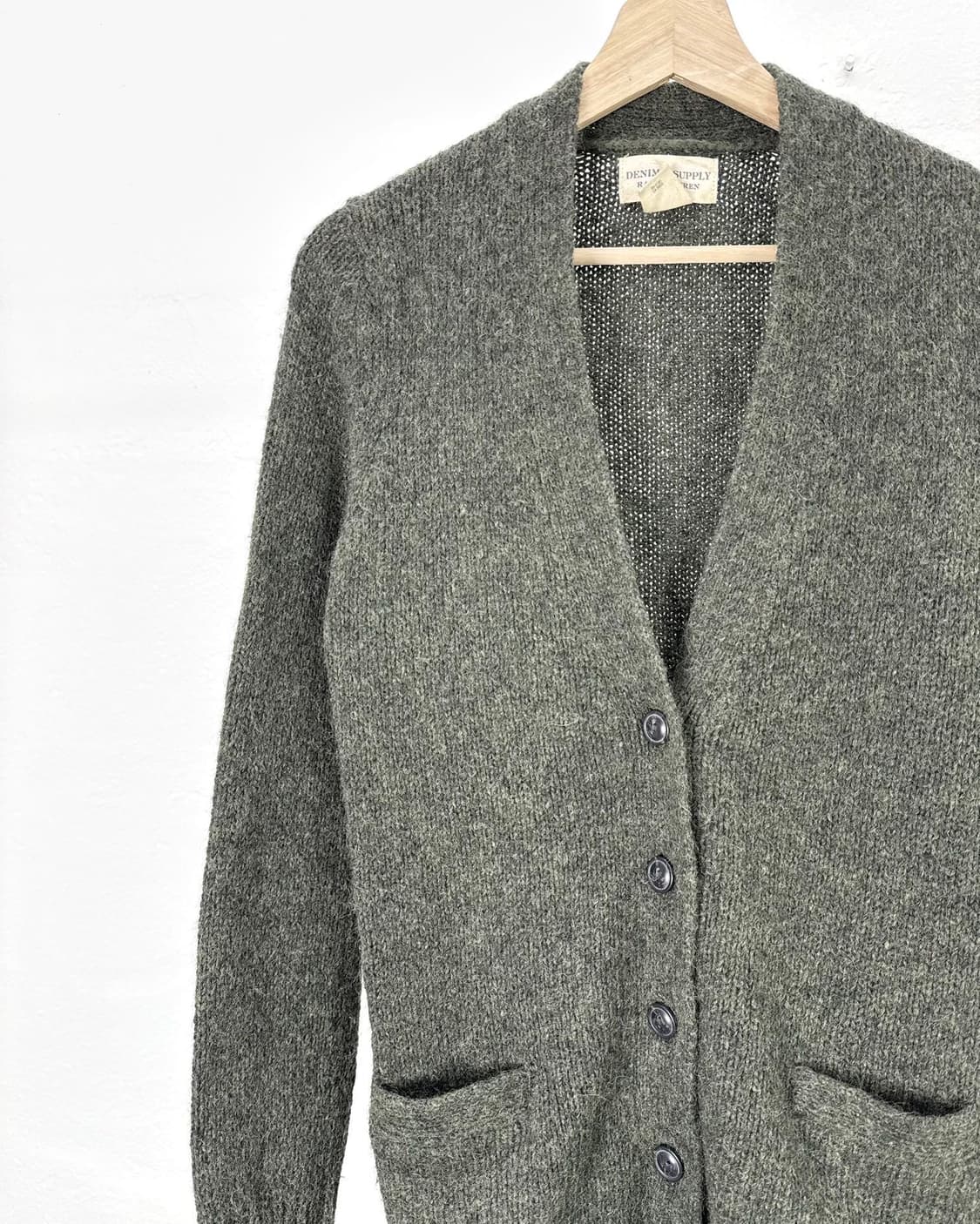 데님 앤 서플라이 랄프로렌 카키 그린 듀얼 포켓 울 니트 가디건 상품이미지2
