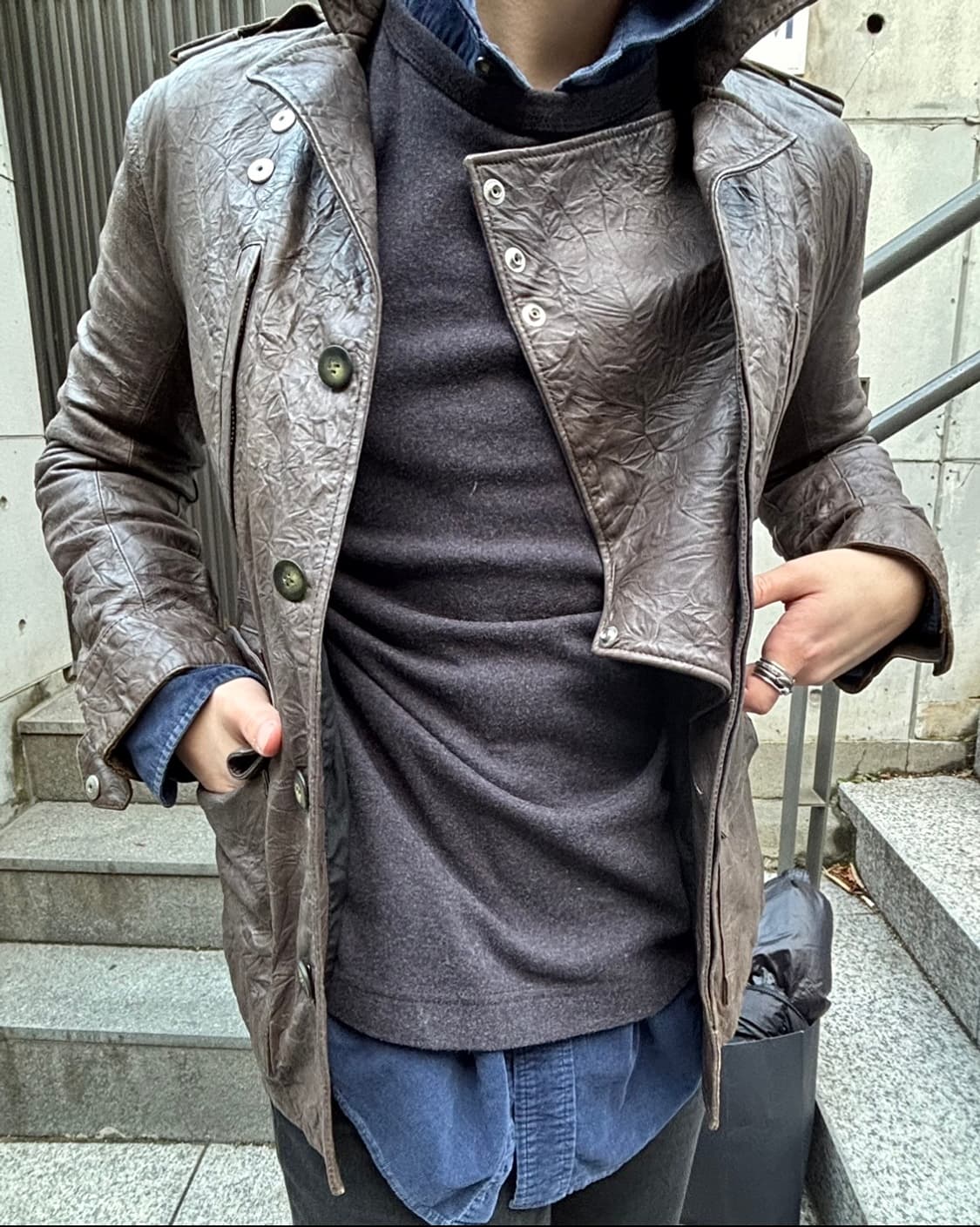 양가죽 주름가공 레더자켓 상품이미지2
