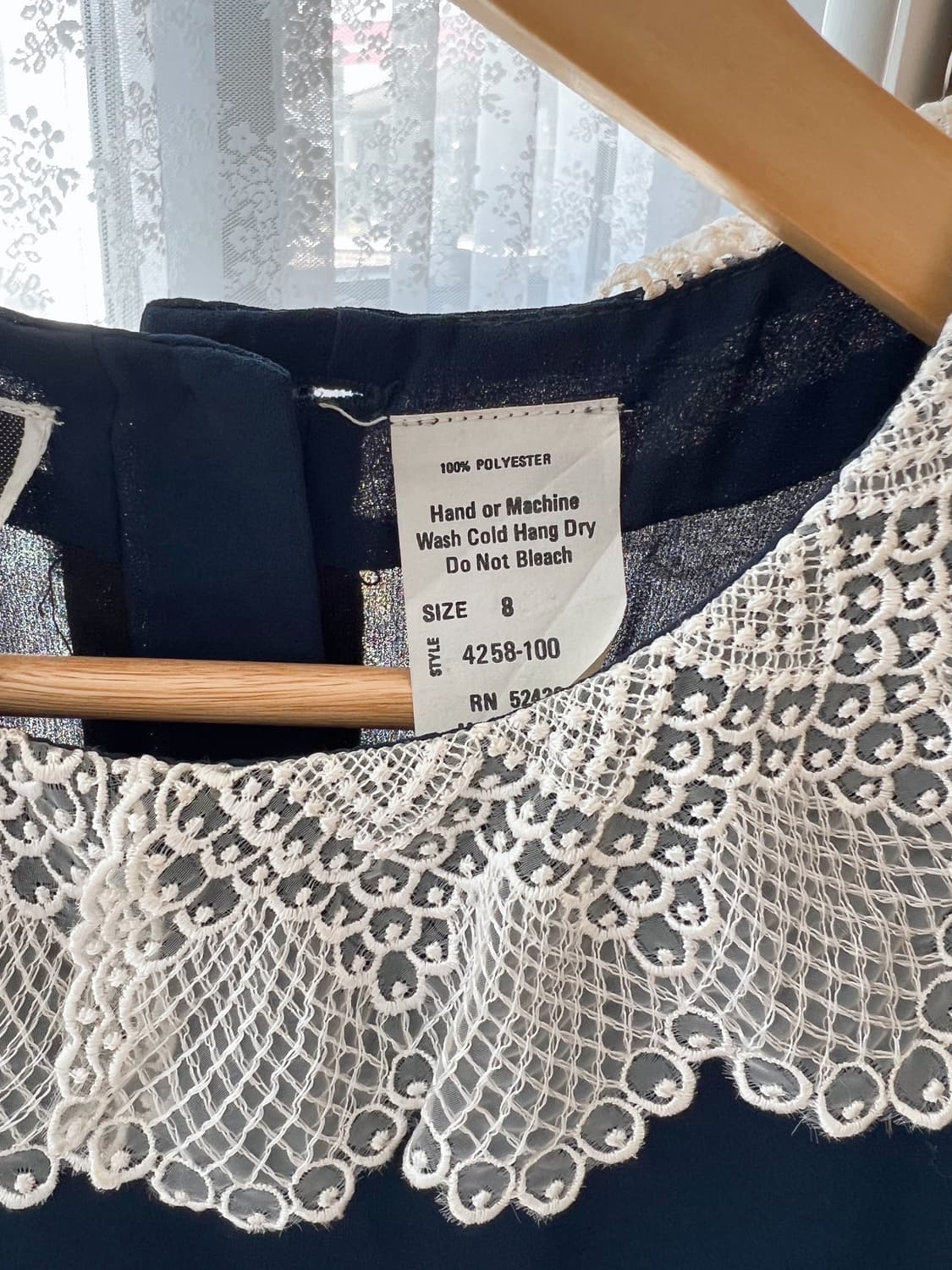 레이스 카라 딥네이비 롱 원피스 상품이미지9