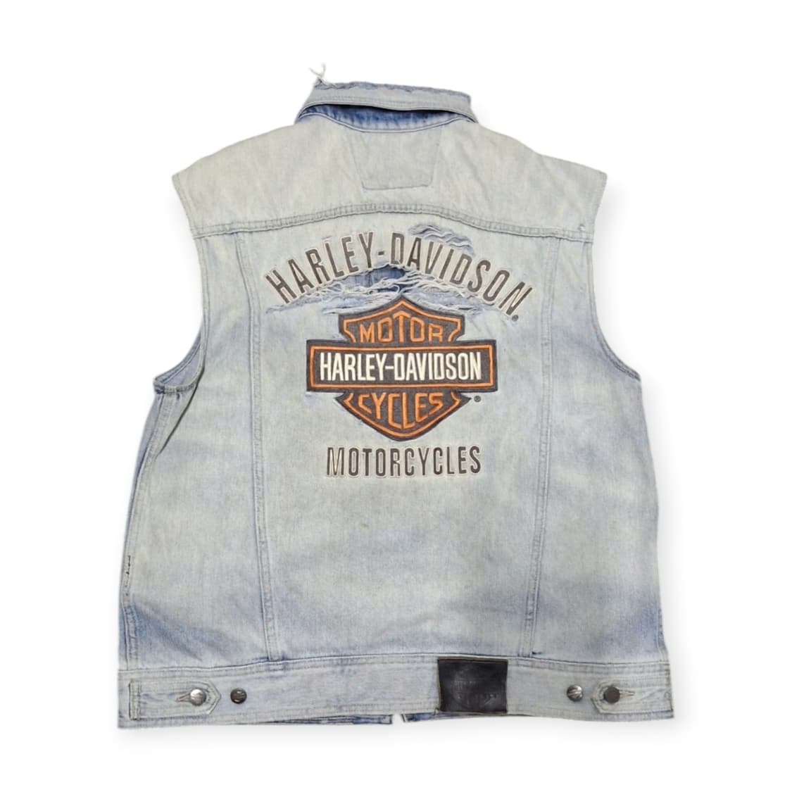 L)할리데이비슨 모터사이클 데님 조끼 청조끼 빅로고 자수패치 상품이미지1
