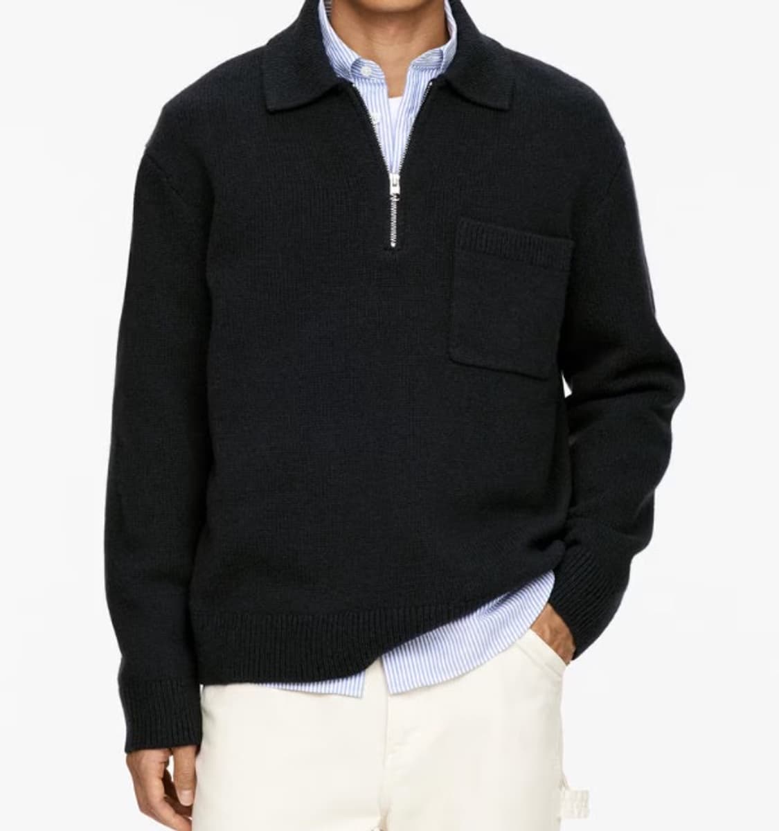 ARKET 아르켓 울 지퍼 폴로 셔츠 네이비 / L 상품이미지2