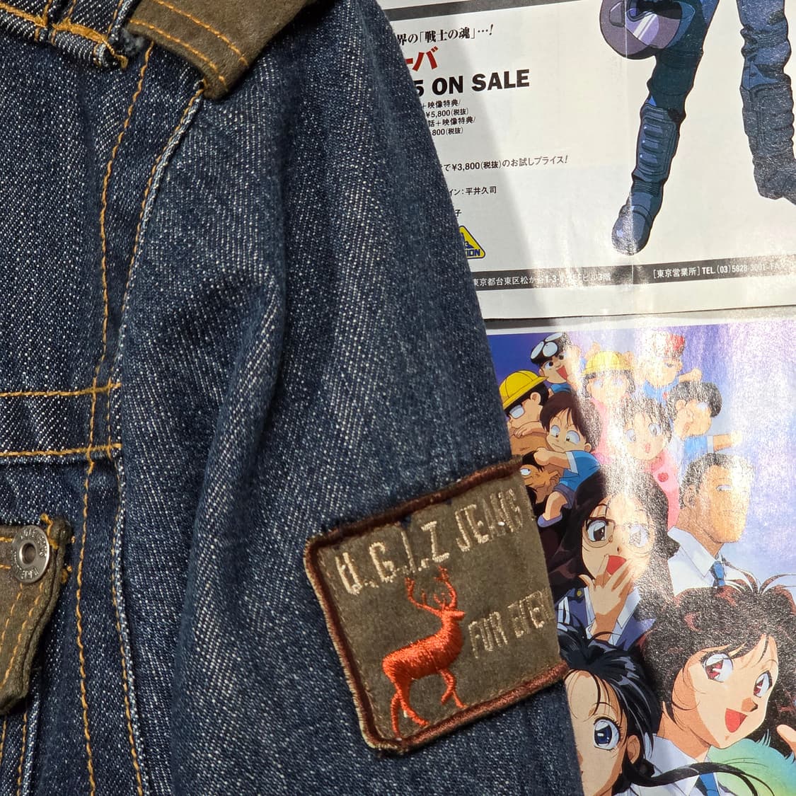 빈티지 견장 카키 배색 쉐르파 데님 자켓 상품이미지4