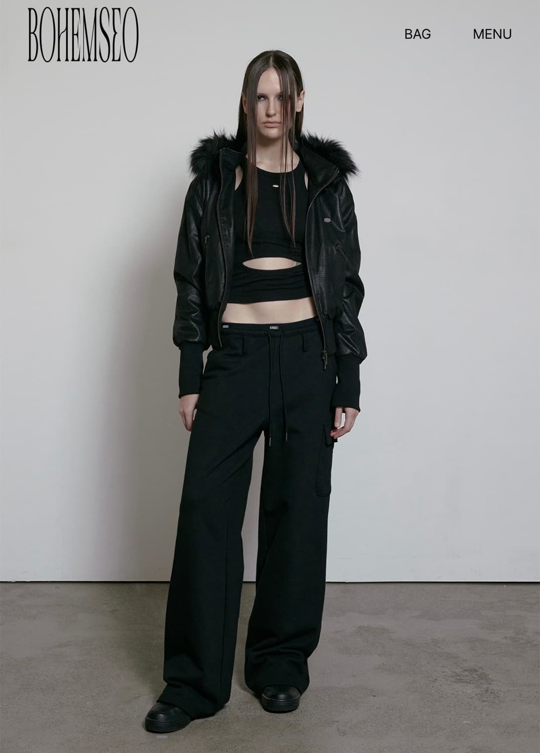 보헤미안서울 보헴서 파이톤 레더 퍼 후드집업 상품이미지2