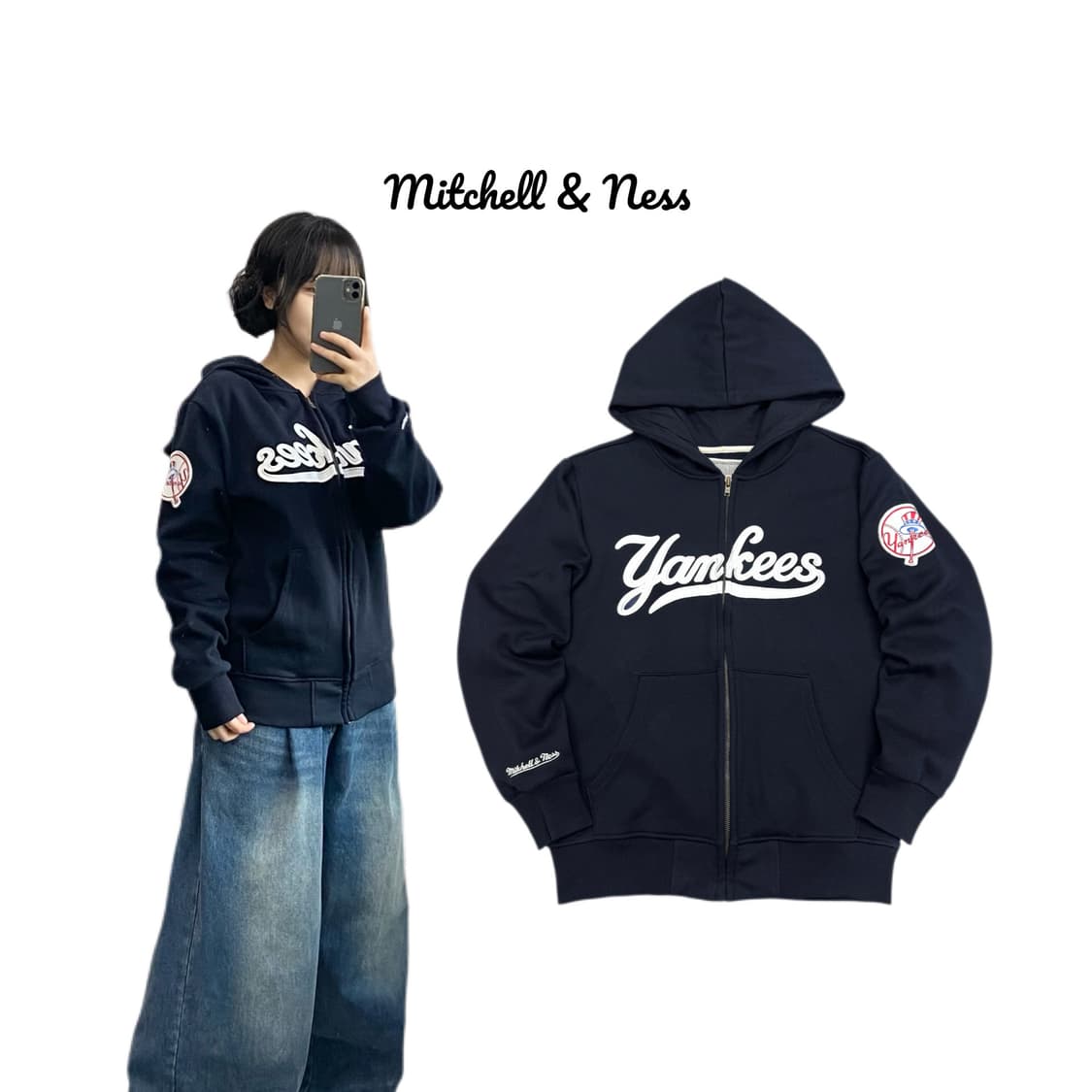 미첼앤네스 양키스 빈티지 후드집업 상품이미지1