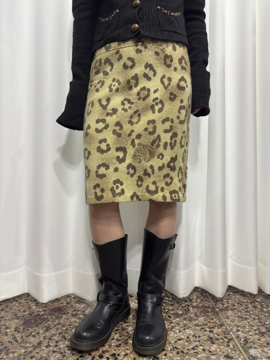 evex by krizia leopard knit skirt 상품이미지4