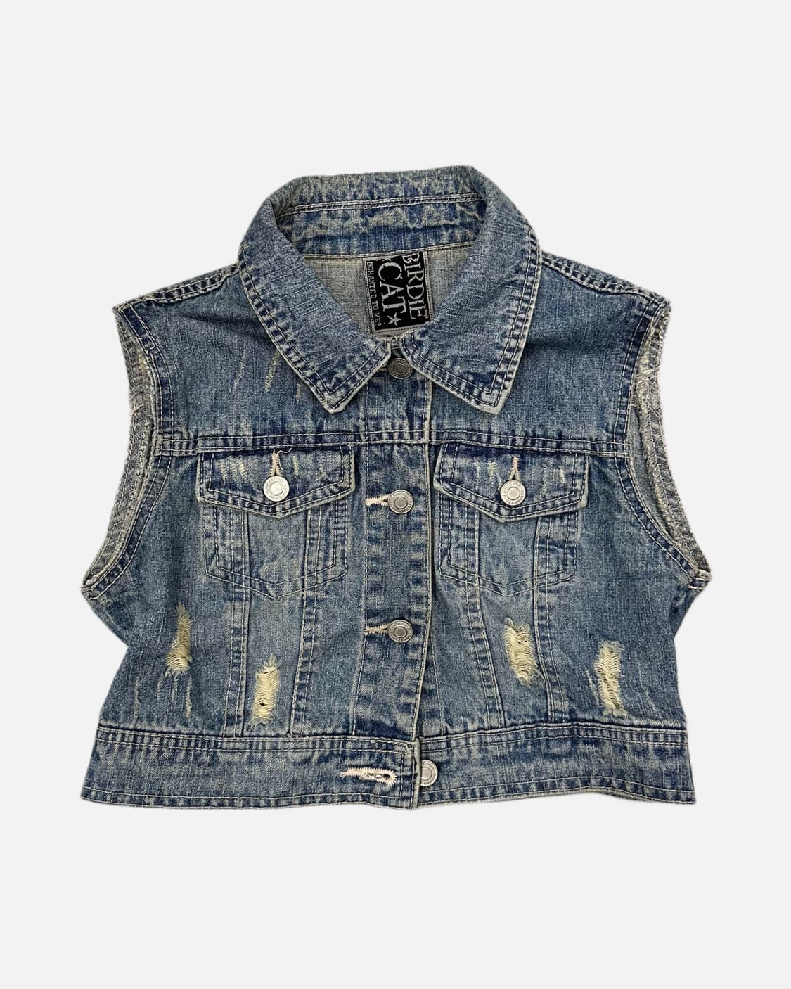 damage crop denim vest 상품이미지1