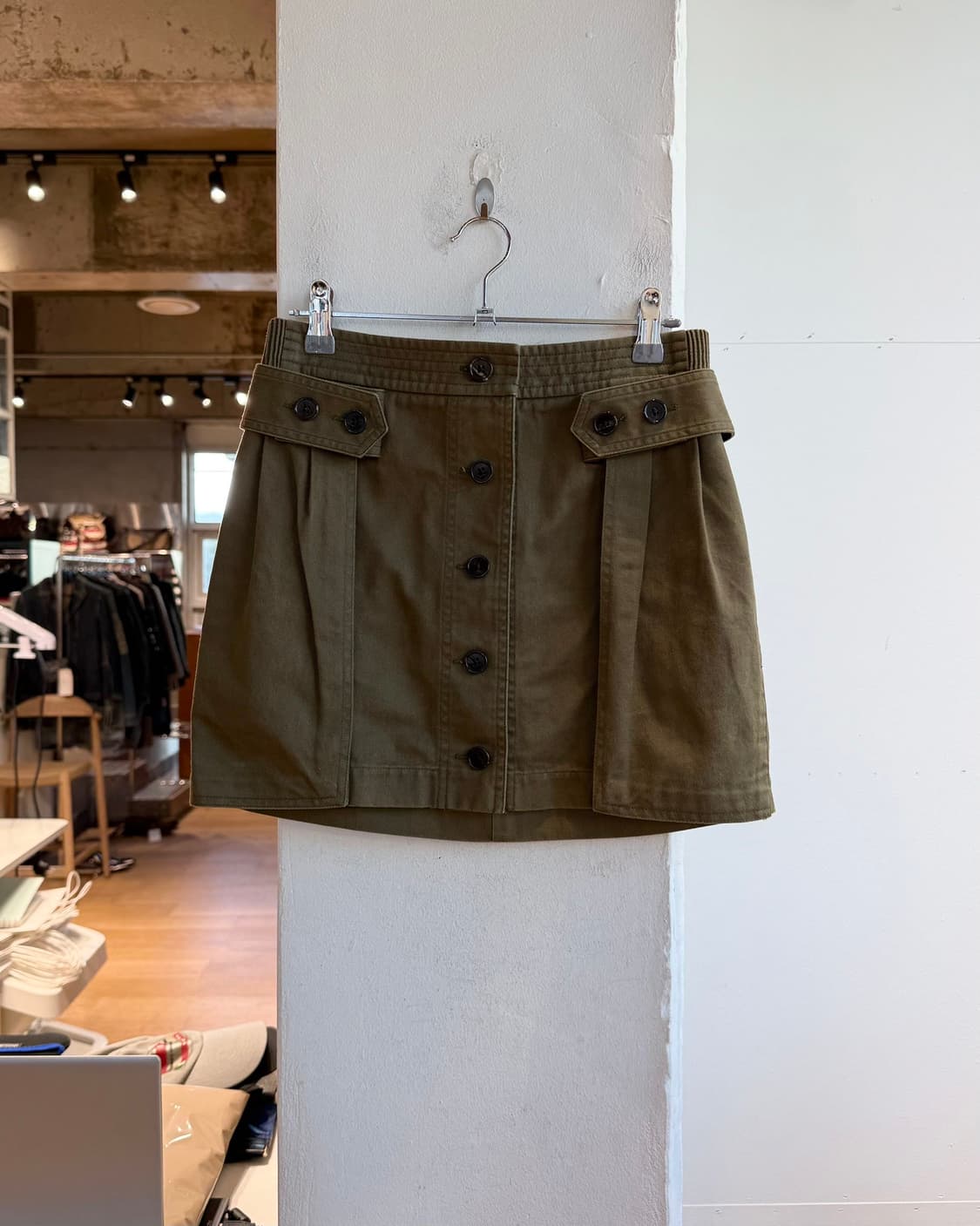 생로랑 카키 버튼 밴딩 미니스커트 상품이미지2