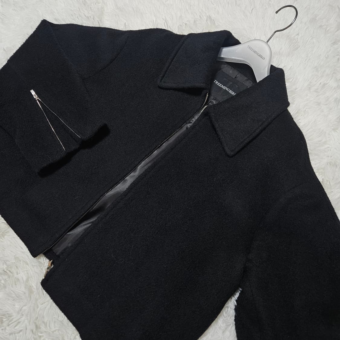 22fw 트리밍버드 트라움 숏 집업 블랙 상품이미지2