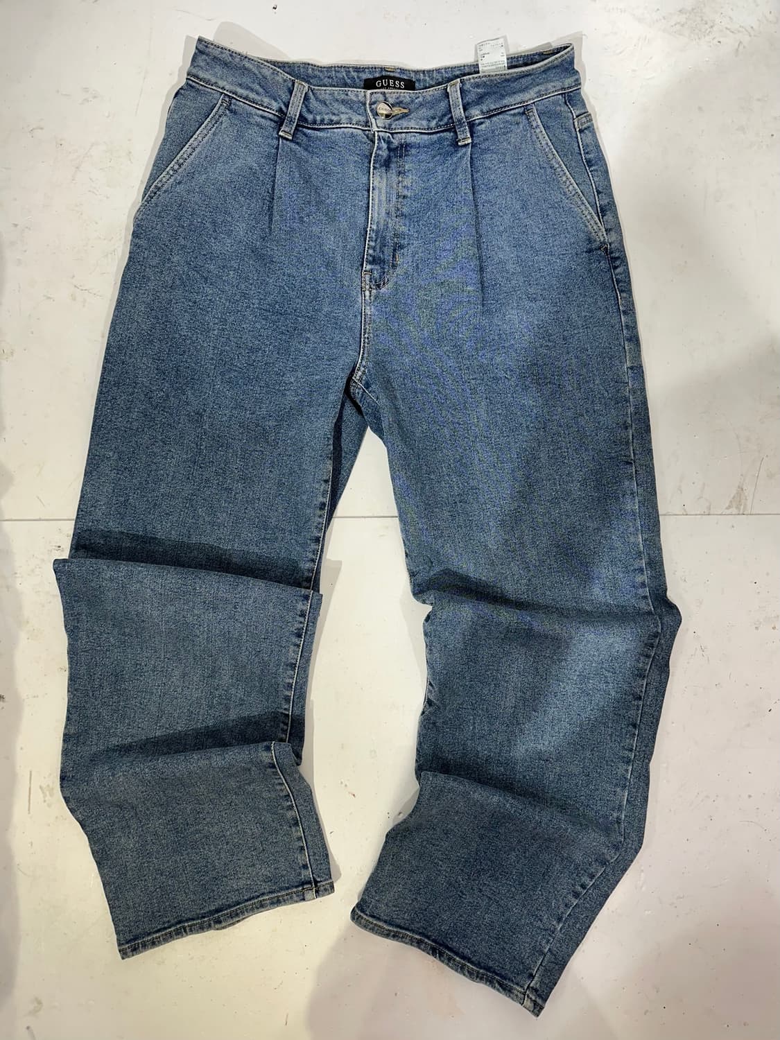 게스 중청 와이드 핀턱 벌룬핏 청바지 데님 청바지 상품이미지4