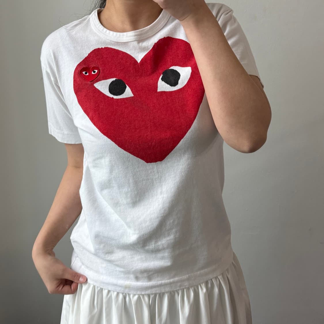 [M] 꼼데가르송 빅 레드 하트 와펜 반팔티 상품이미지2