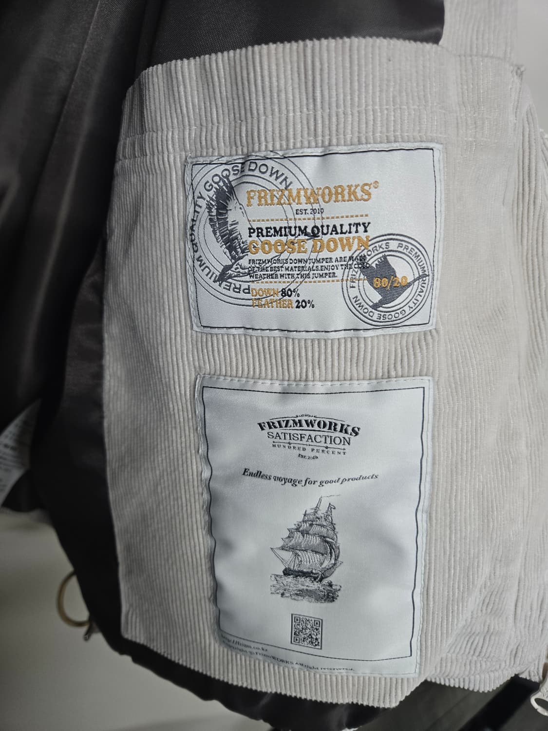 Frizmworks 코듀로이 구스다운 점퍼 L 아이보리 상품이미지6