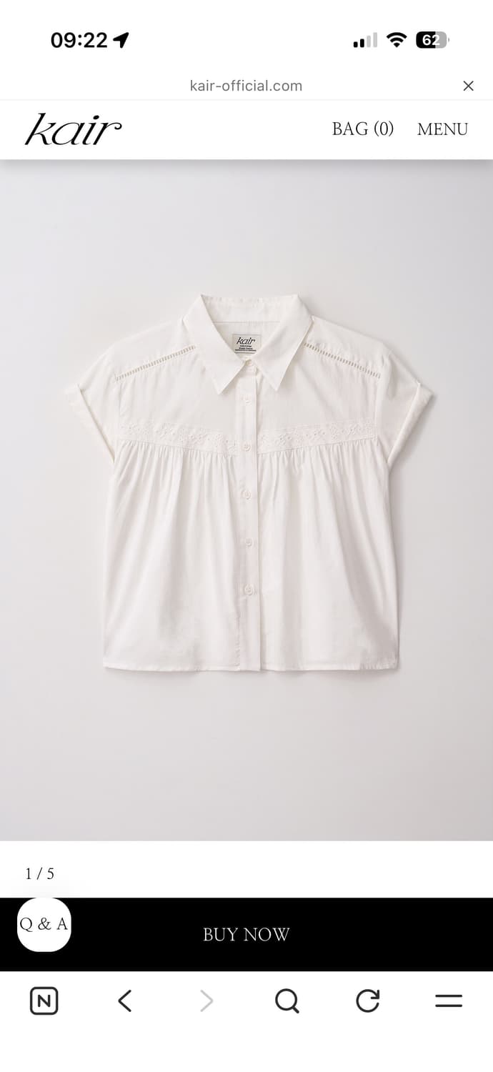 kair 카이르 Lace Trimming Shirt (Ivory) 상품이미지1