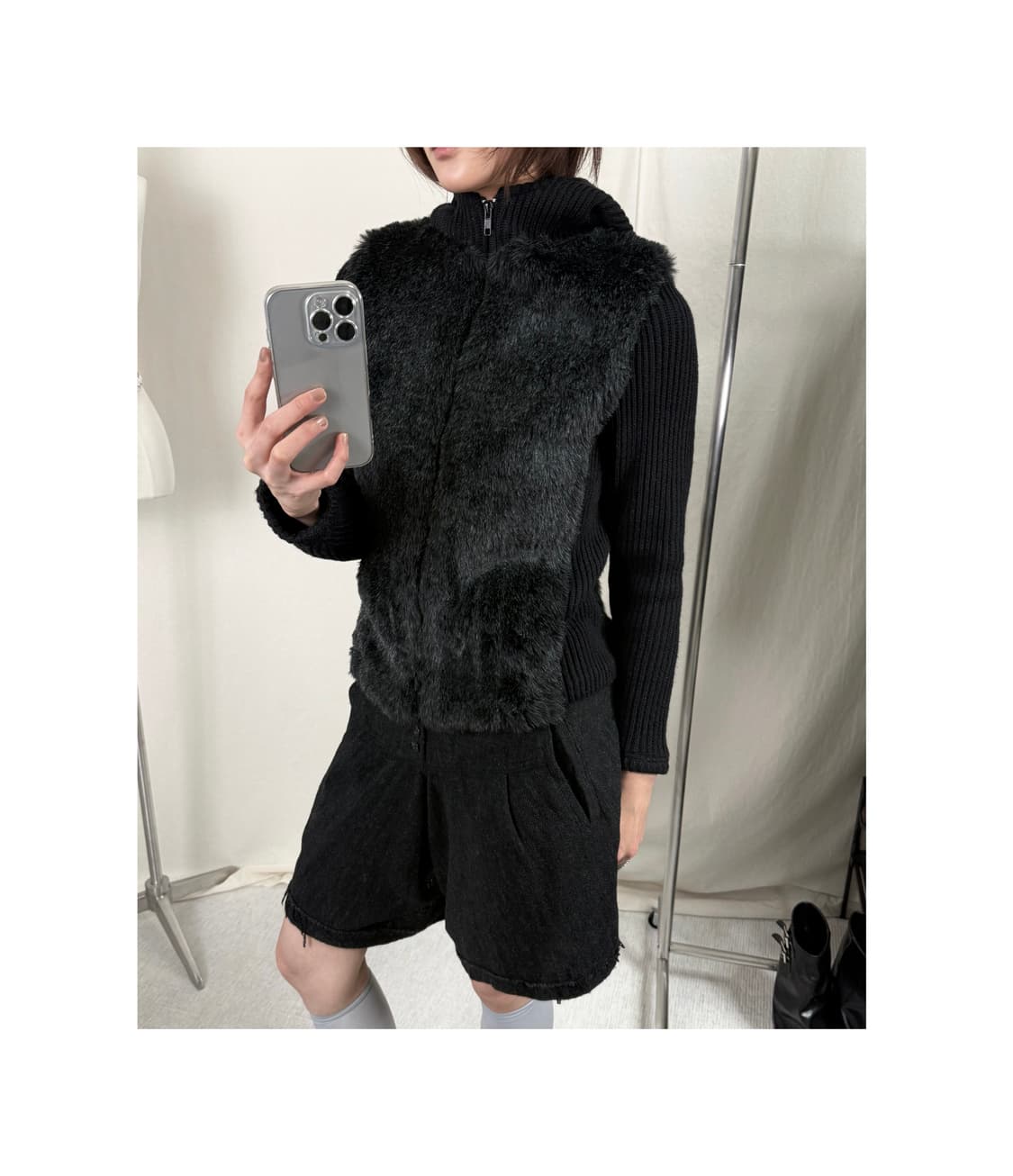 퍼 도킹 니트 후드집업 상품이미지1