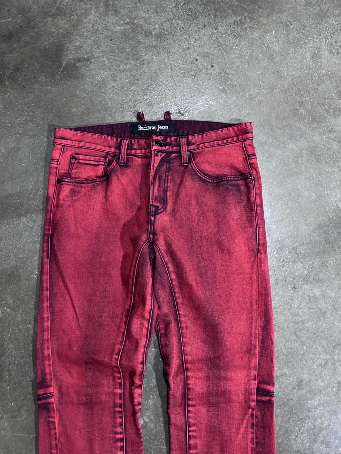 버커루 레드 온 블랙 데님 팬츠 상품이미지6