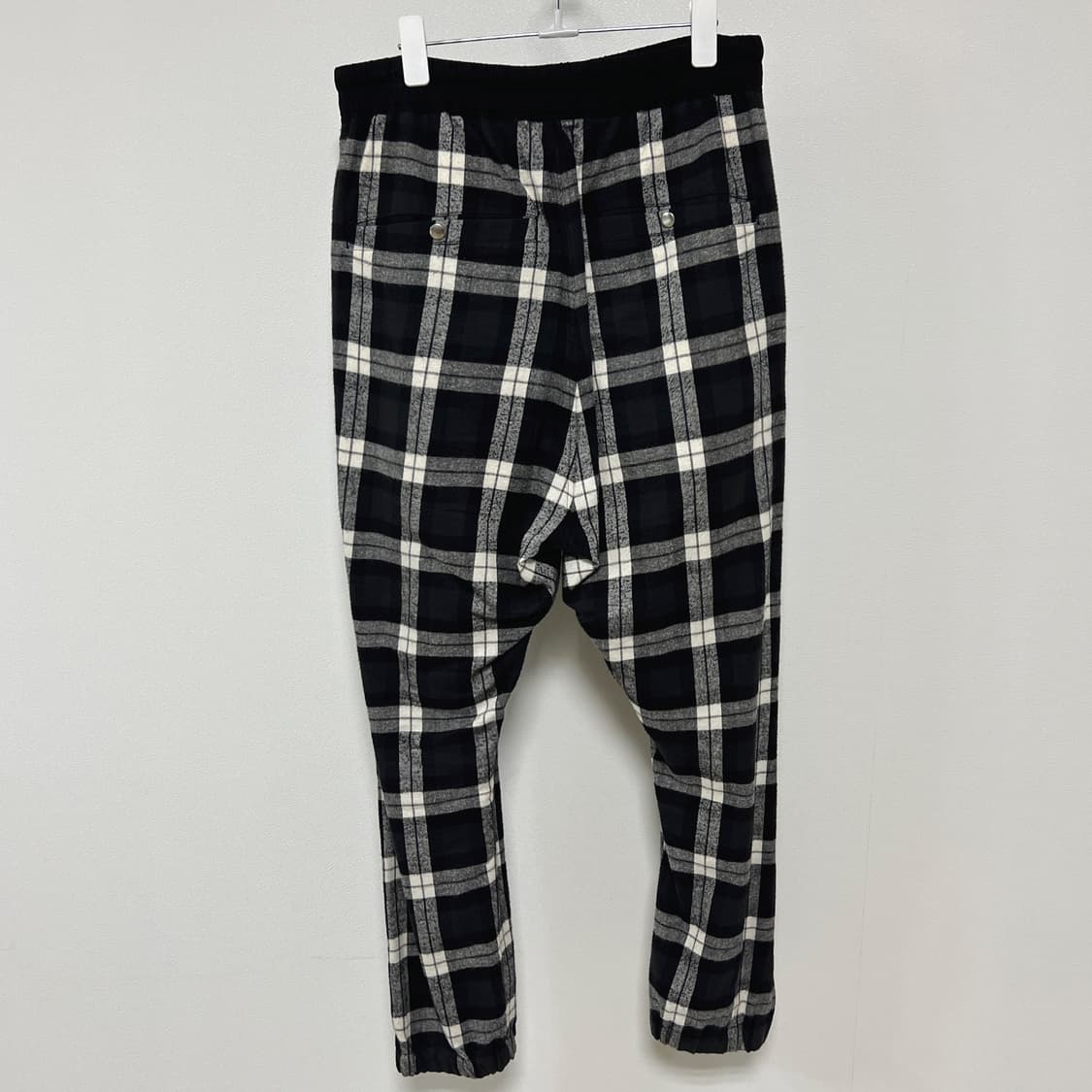 릭오웬스 19SS "BABEL" 드로우스트링 블랙 체크 트랙 팬츠  상품이미지4