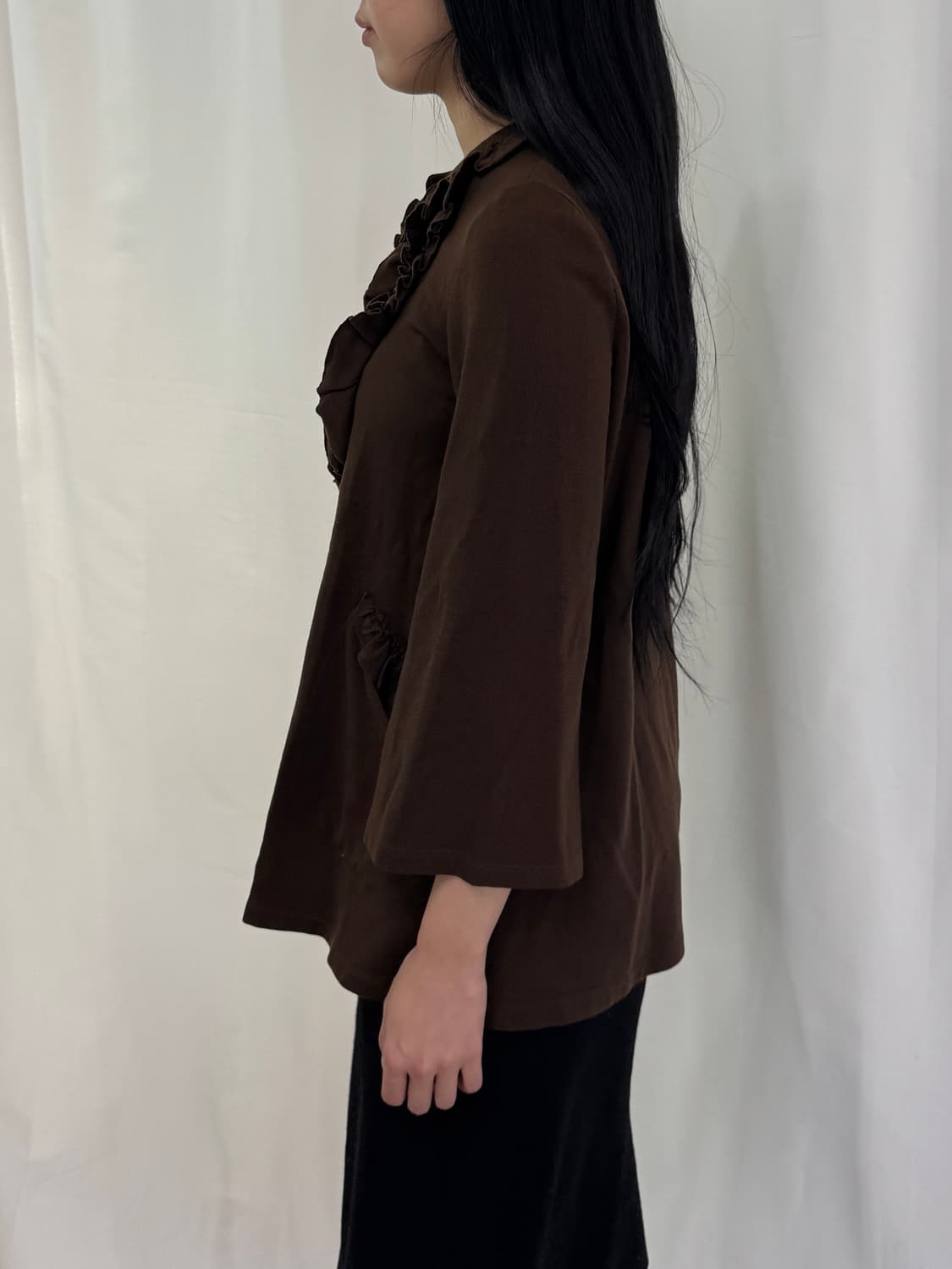 진태옥 프랑소와즈 면프릴 블라우스 가디건 상품이미지4