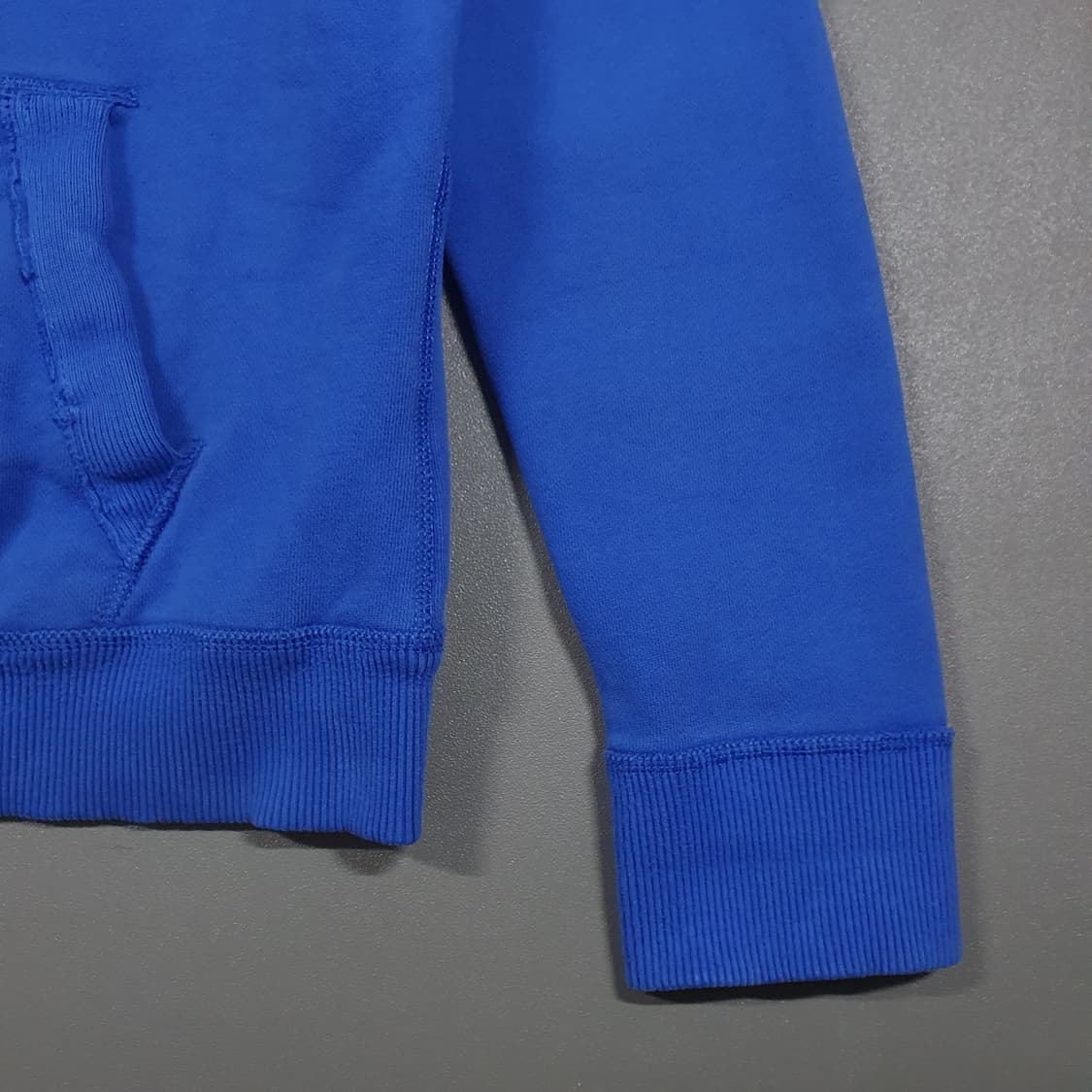 L (100) 아베크롬비 울프죠 양털 쉐르파 후드집업 자켓 블루 희귀 상품이미지3