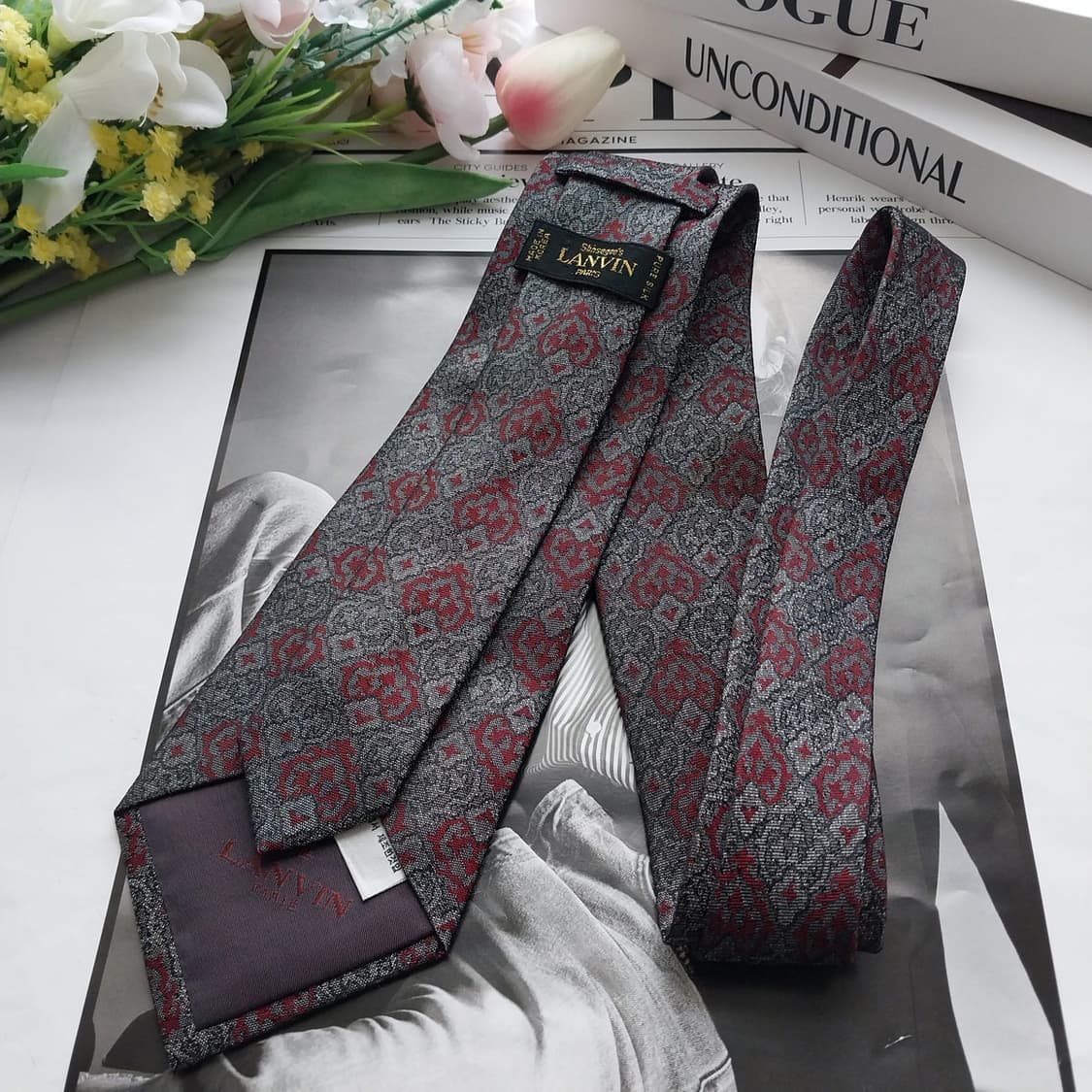 랑방 실크 플라워 자카드 넥타이 8.5cm A+등급 K595
 상품이미지5
