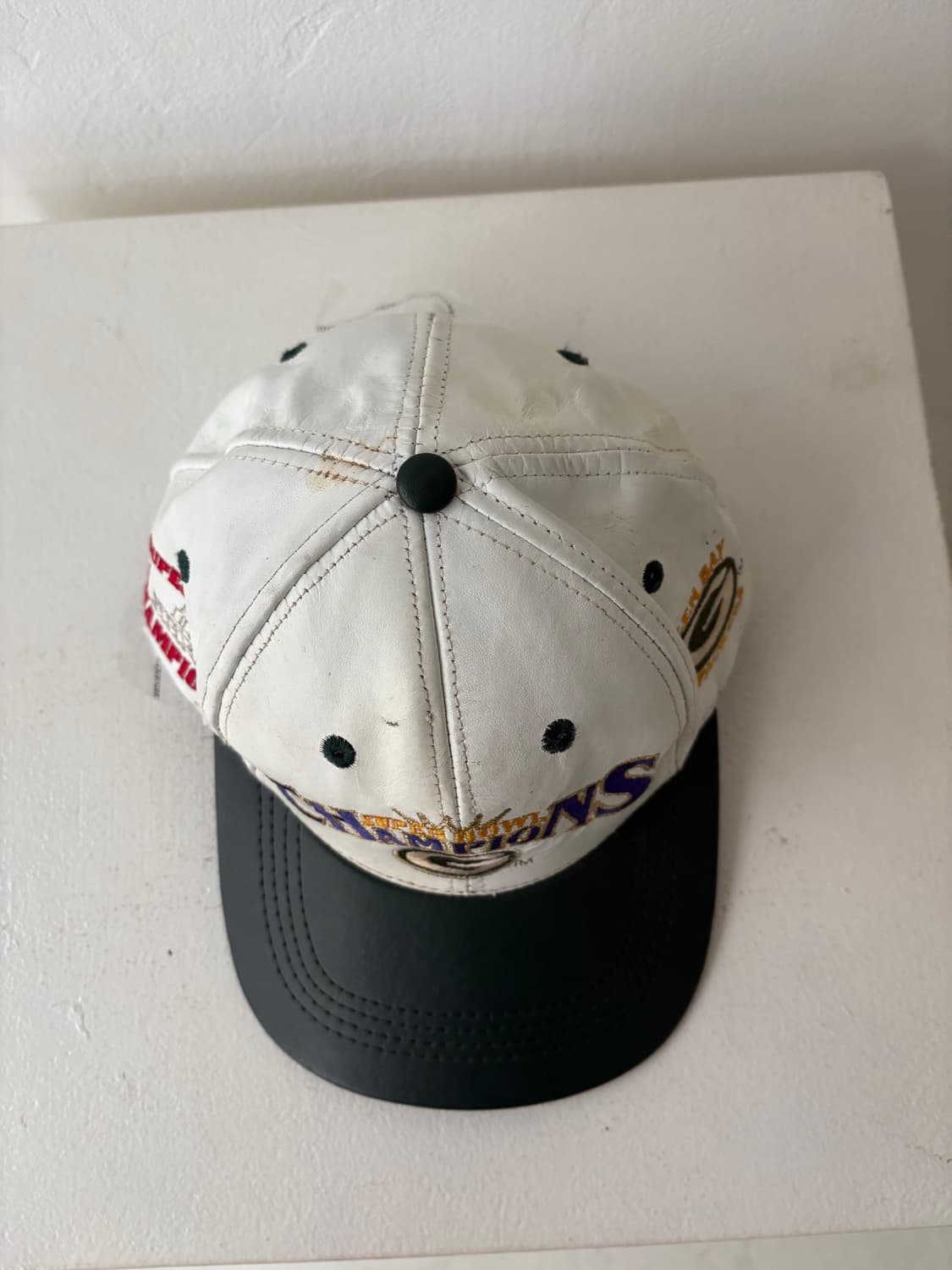 90's NFL Green Bay Pakers Leather cap 상품이미지5