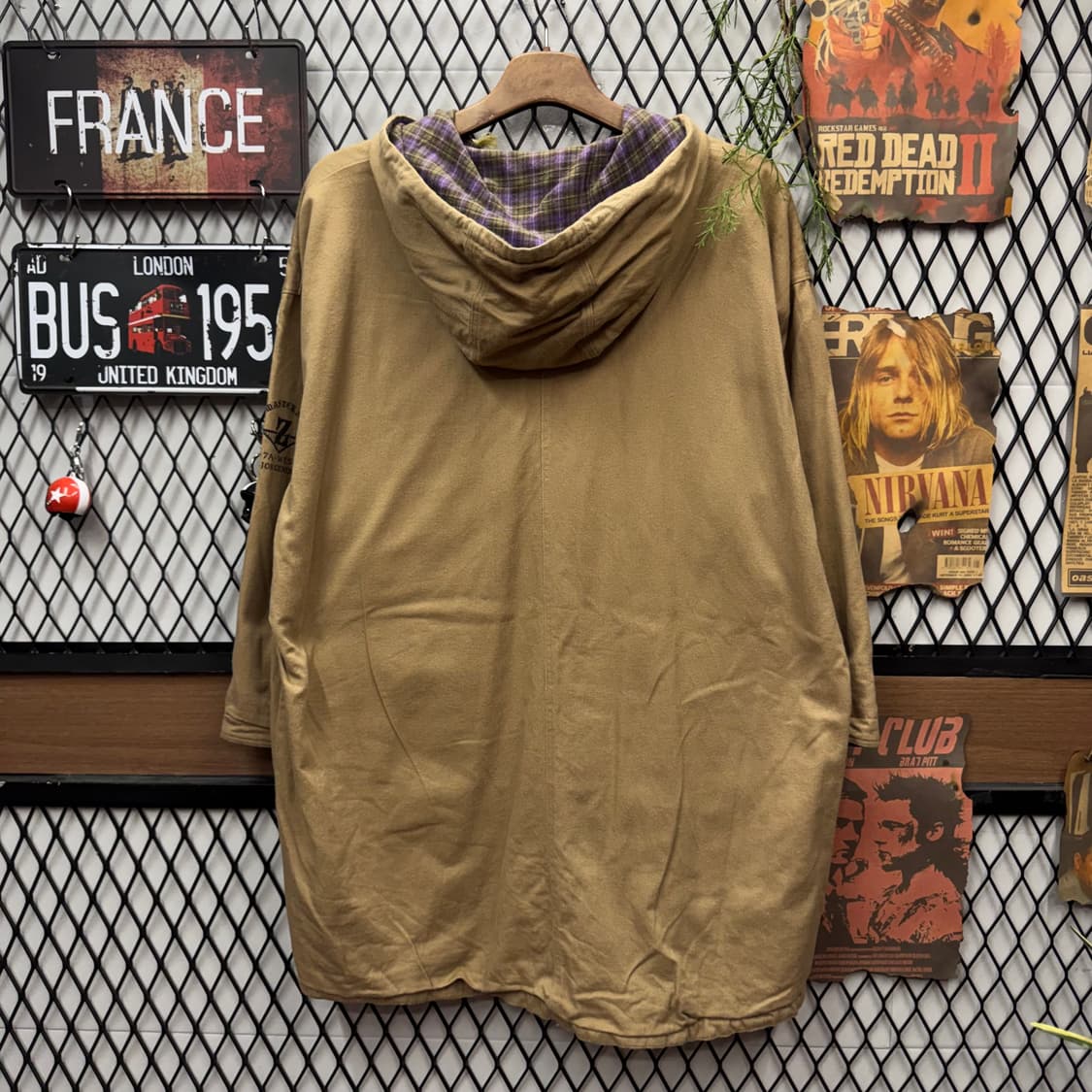 00s JPN VINTAGE 후드 워크자켓 전면 레터링 포인트 베이지 상품이미지2