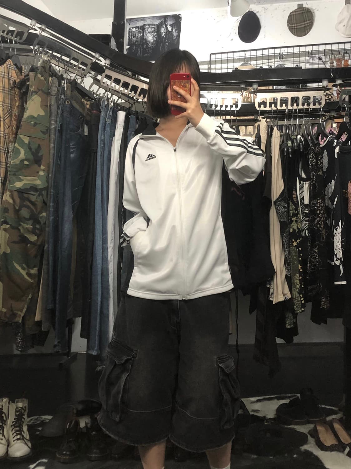 아디다스 화이트 오버핏 집업 상품이미지1