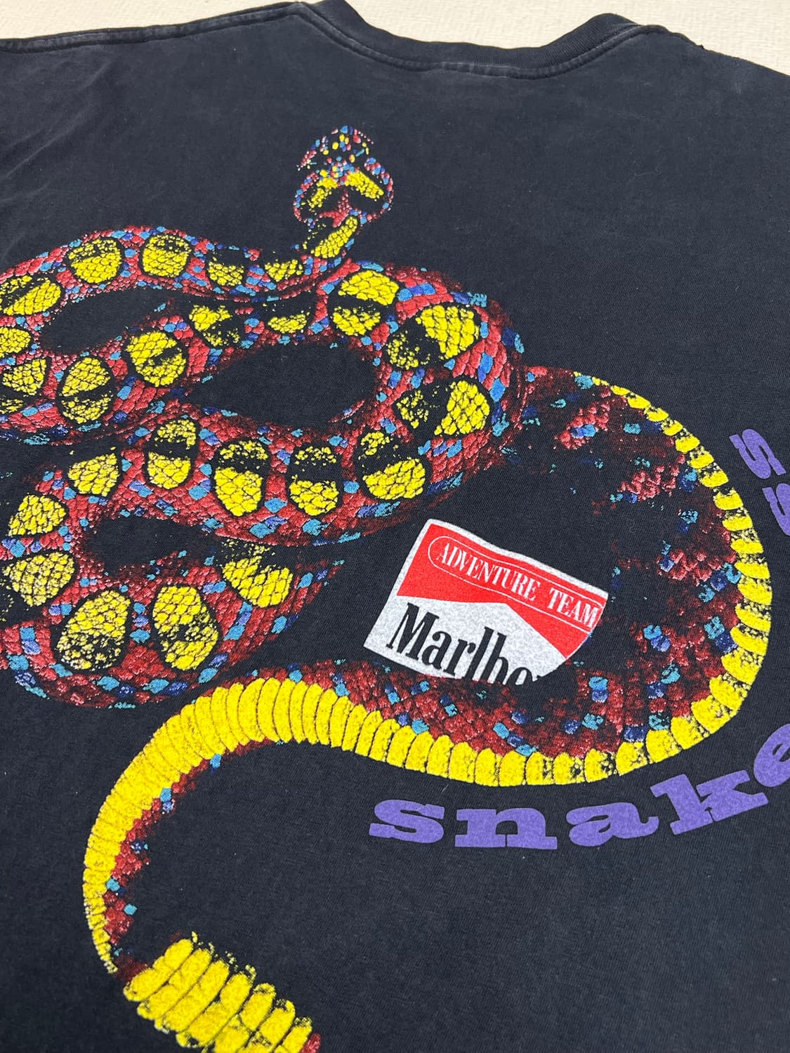 90s 말보로 스네이크 패스 프린팅 티셔츠 블랙 XL 상품이미지6