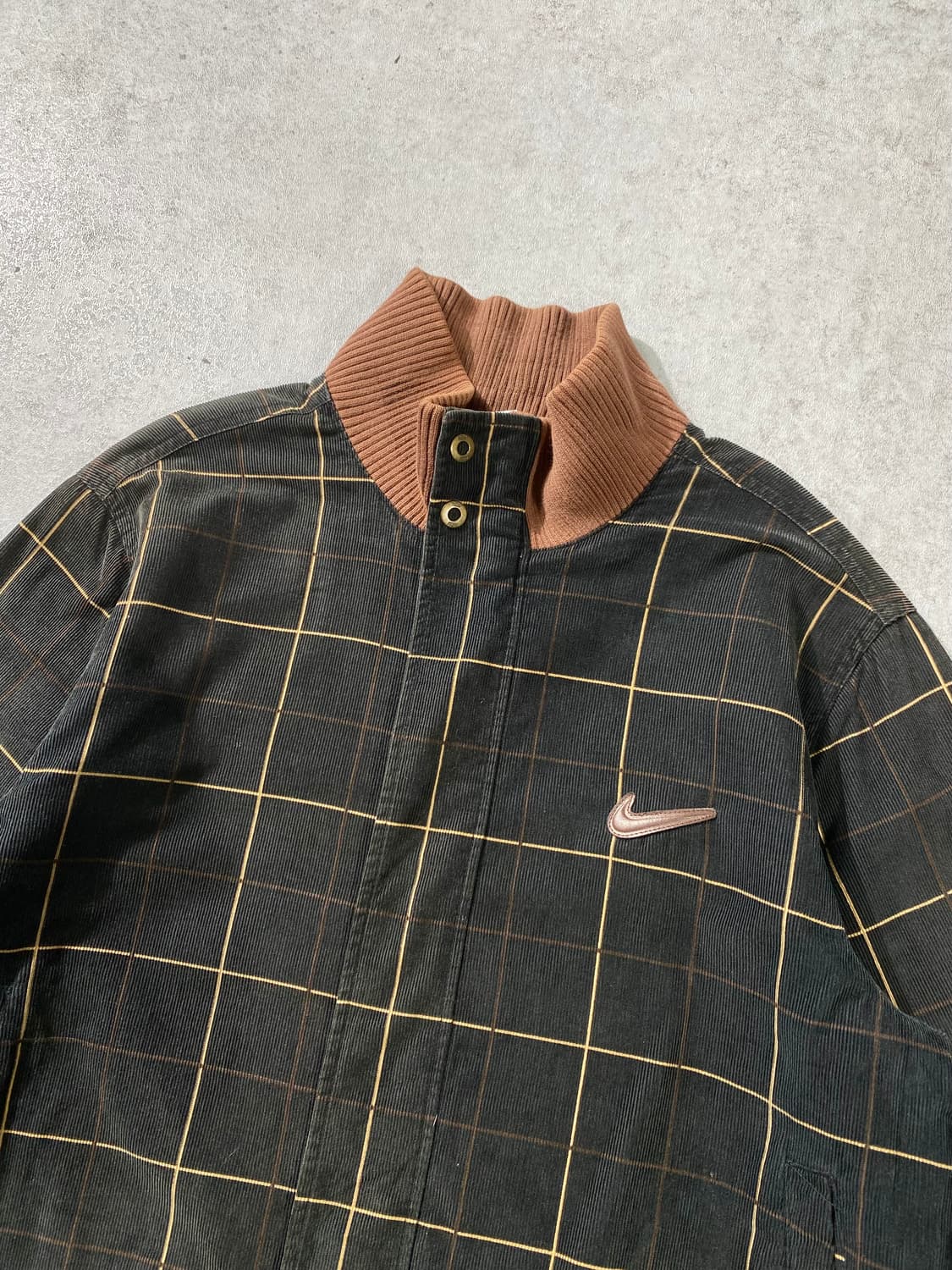 [L] 레어 00s Nike 브라운 스우시 코듀로이 체크 자켓 상품이미지2