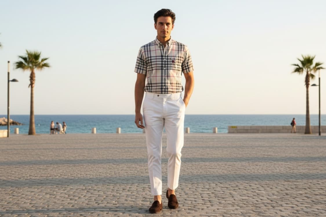 버버리 런던 빈티지 런던체크 반팔 셔츠 (Made in UK) 상품이미지1