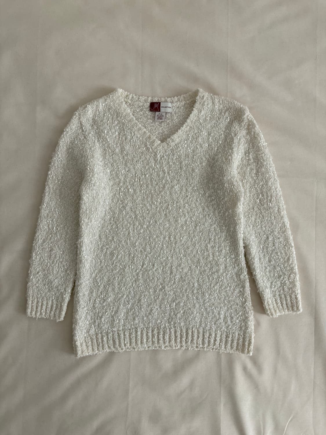 vintage ivory boucle v-neck sweater  상품이미지1