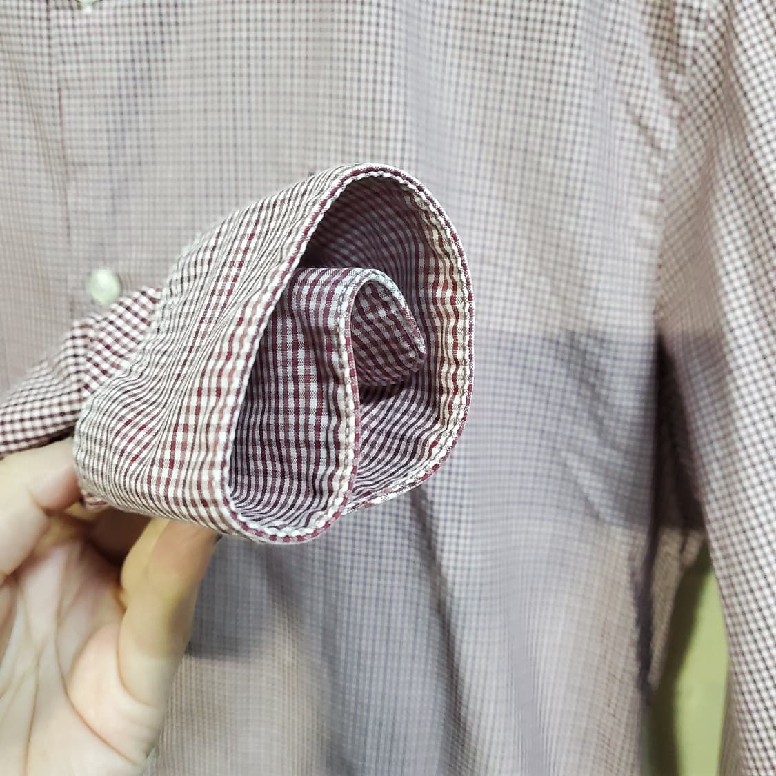 아르마니 레드 체크 카라 긴팔 셔츠  상품이미지4