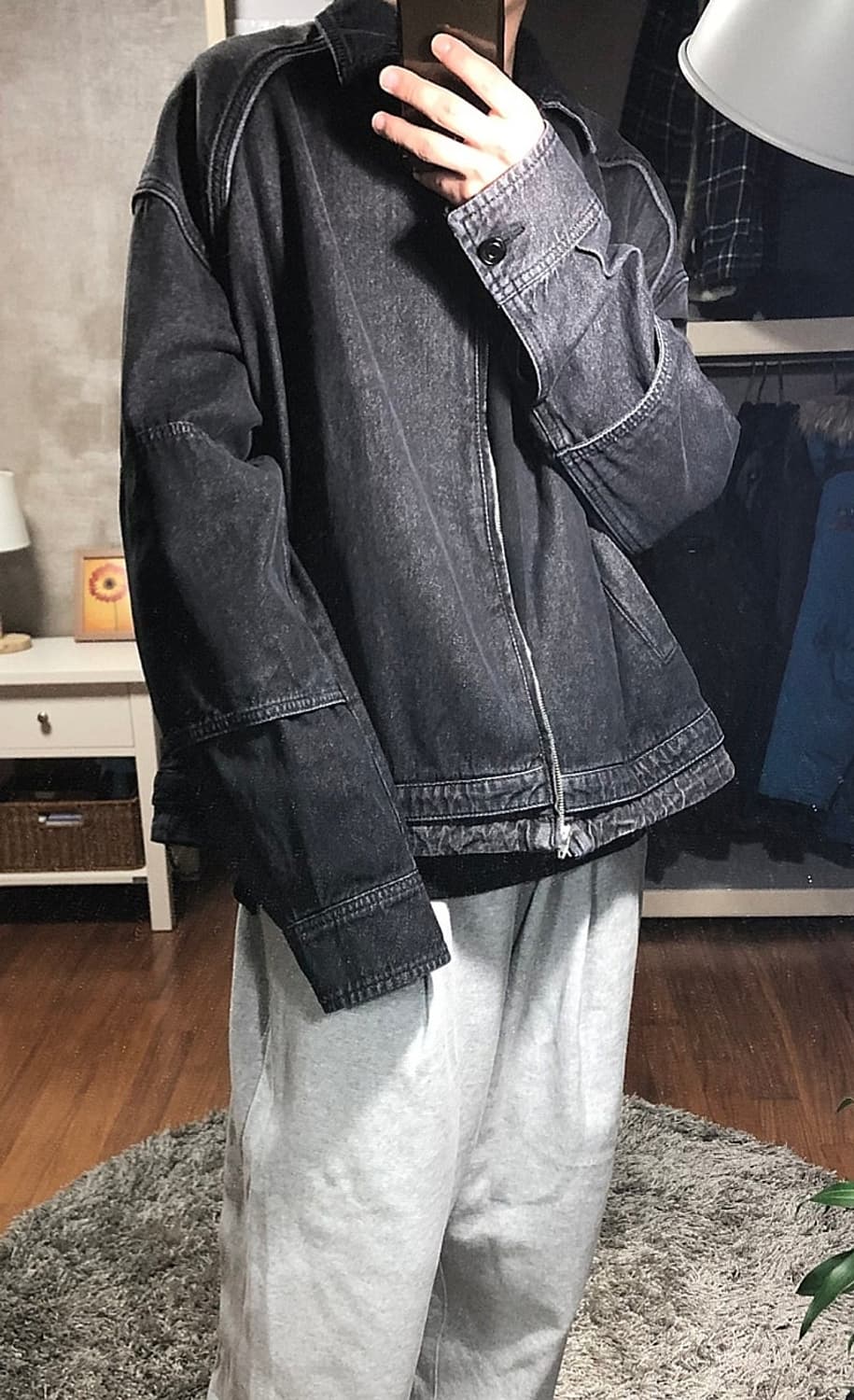 준지 콘데님 흑청 레이어드 데님 자켓 상품이미지10