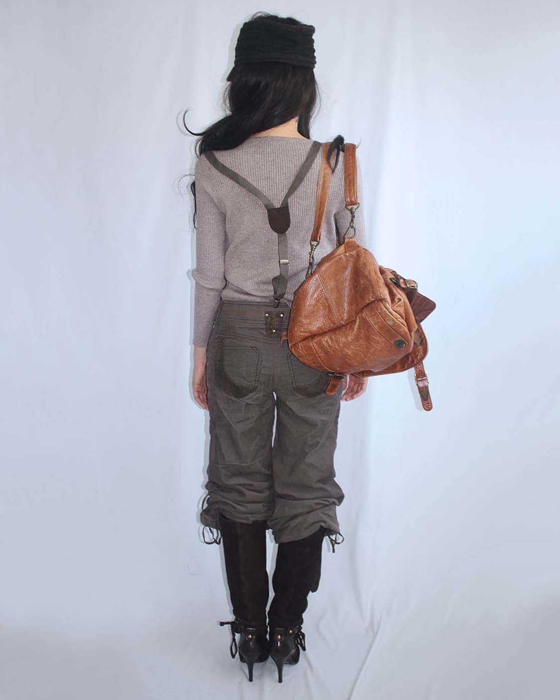 ELLE greyish brown buttons ribbed top 상품이미지7