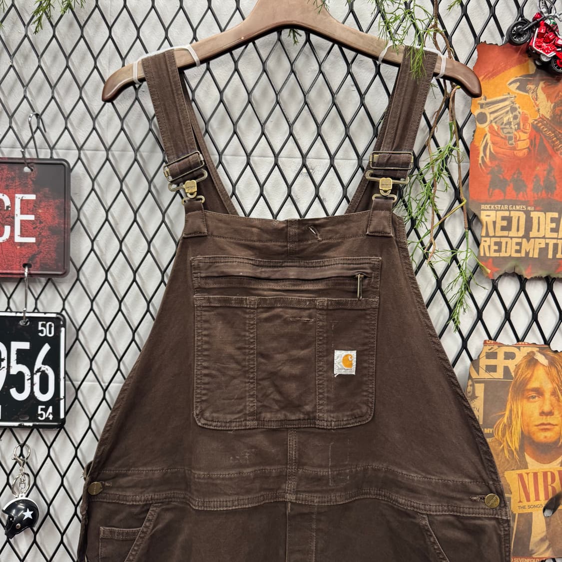 칼하트 오리지널 워크웨어 오버롤 멜빵 더블니 포인트 다크브라운 상품이미지4