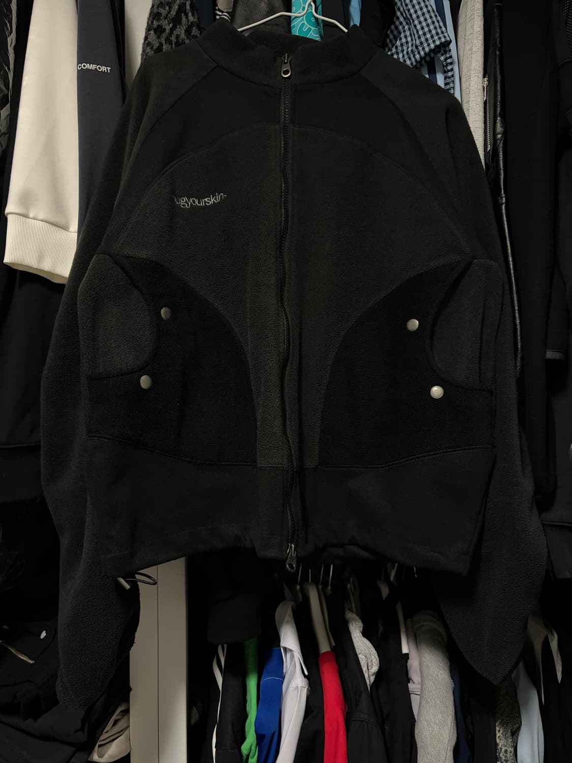 허그유어스킨 플리스 집업 블랙 상품이미지2