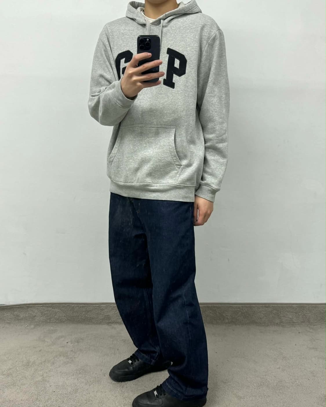 [XL] 갭 빅로고 그레이 후드티 스웻 셔츠 상품이미지1