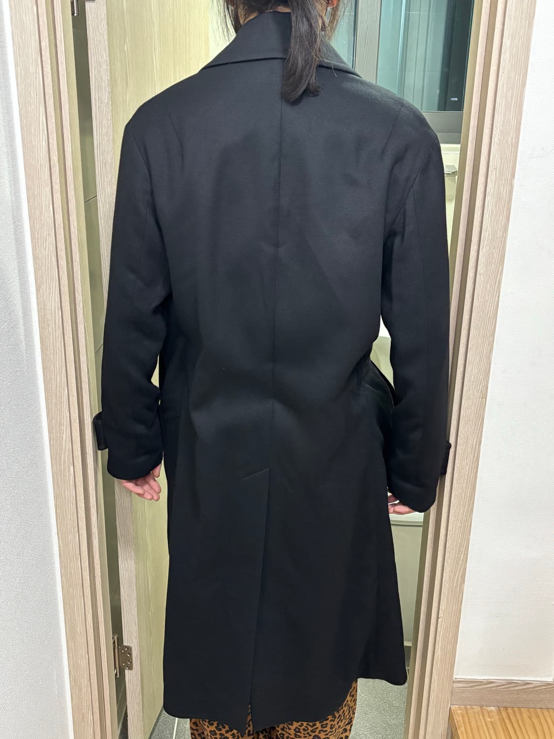 타임옴므 울블렌드 오버핏 벨티드 롱코트95~100/블랙 상품이미지5