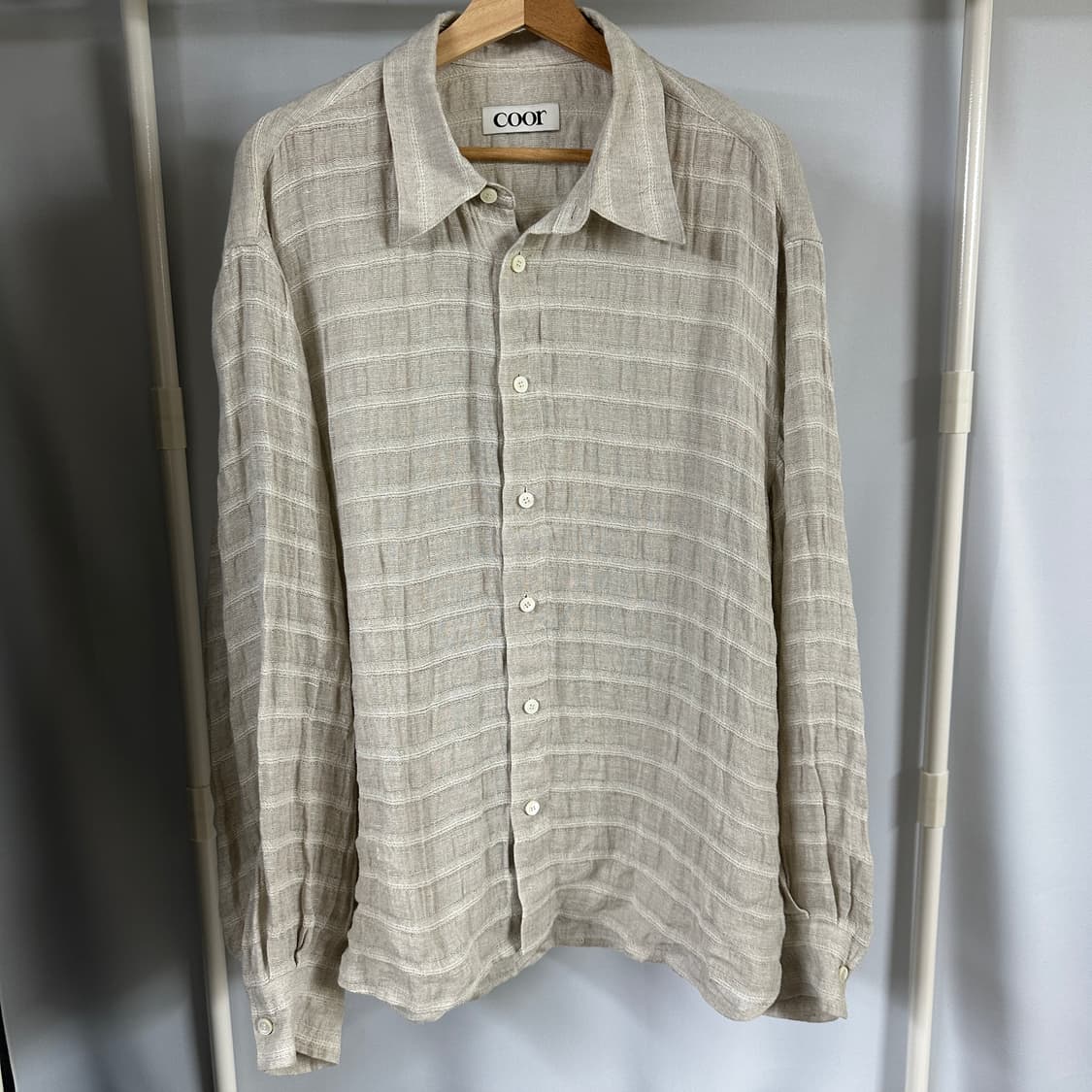 쿠어 스트라이프 리넨 블렌디드 릴렉스 셔츠 상품이미지1