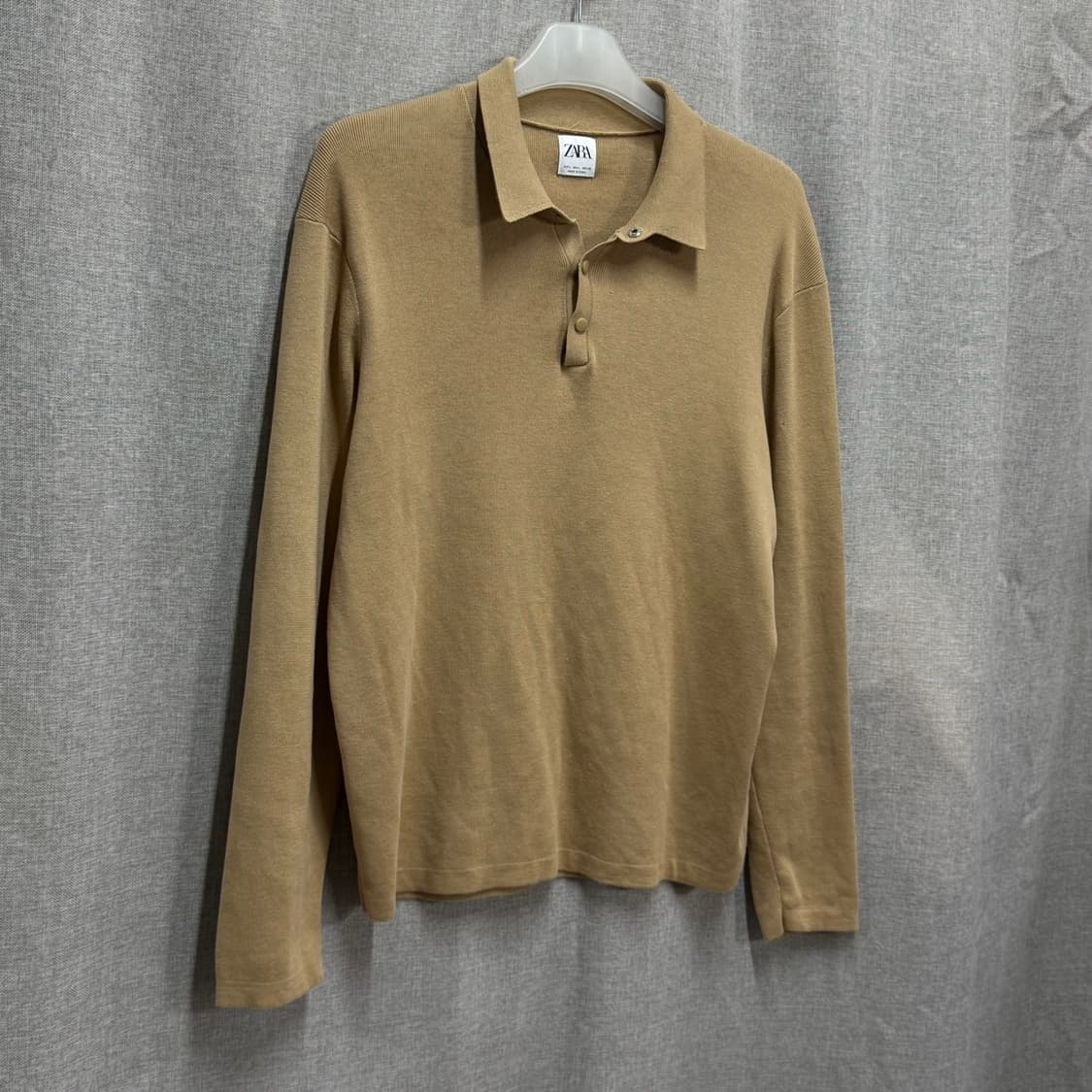 [L/105] ZARA 남성 자라 여름 코튼 긴팔 카라 니트 상품이미지2