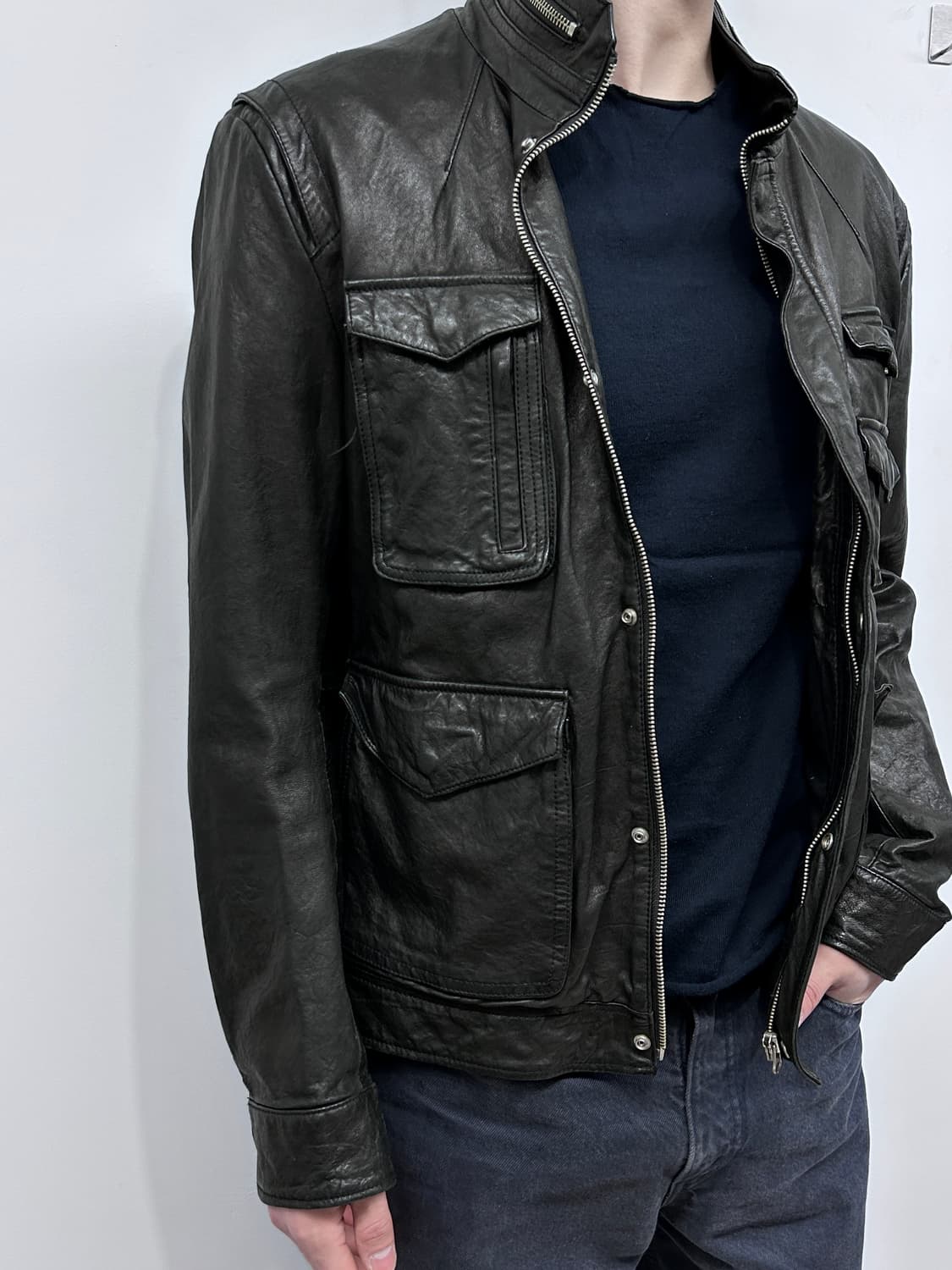 이탈리안 멀티 포켓 램스킨 자켓 상품이미지2